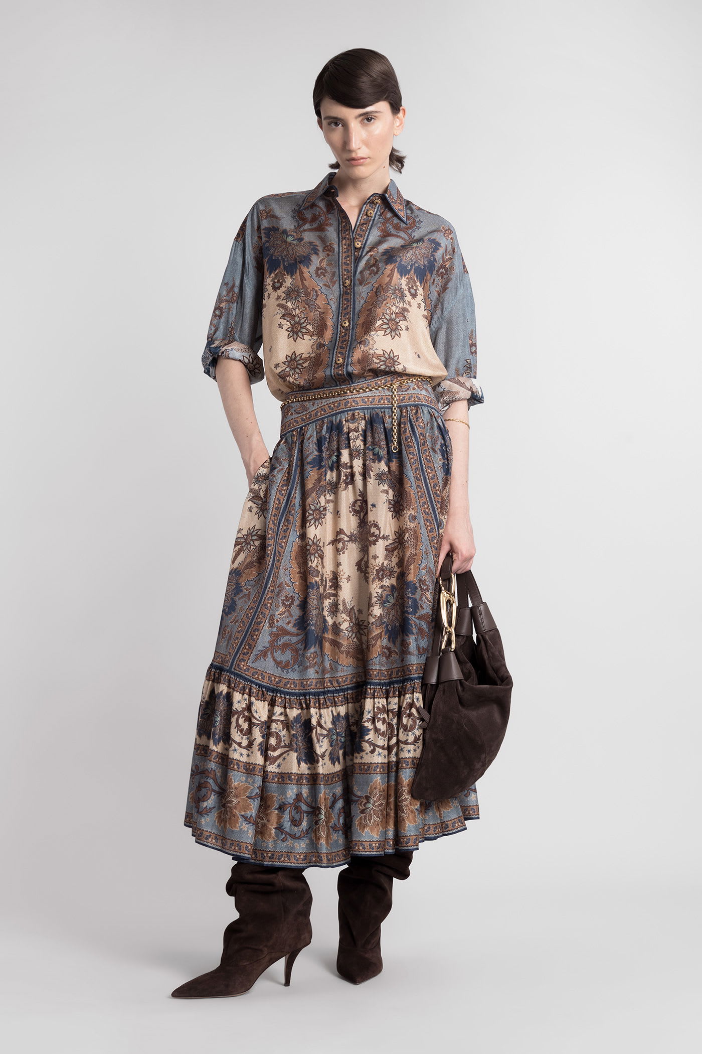 Zimmermann Ascension Printed Silk Skirt In Multi