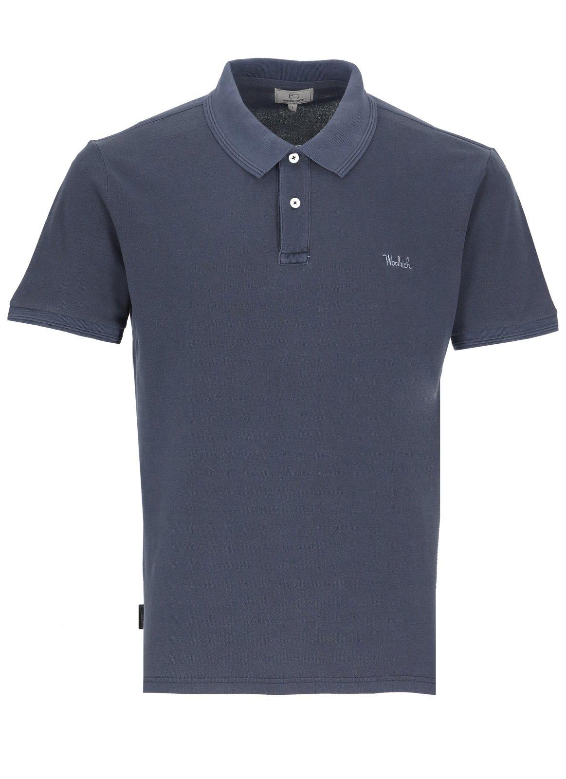 Shop Woolrich Logo Patch Short-sleeved Polo Shirt  In Blue
