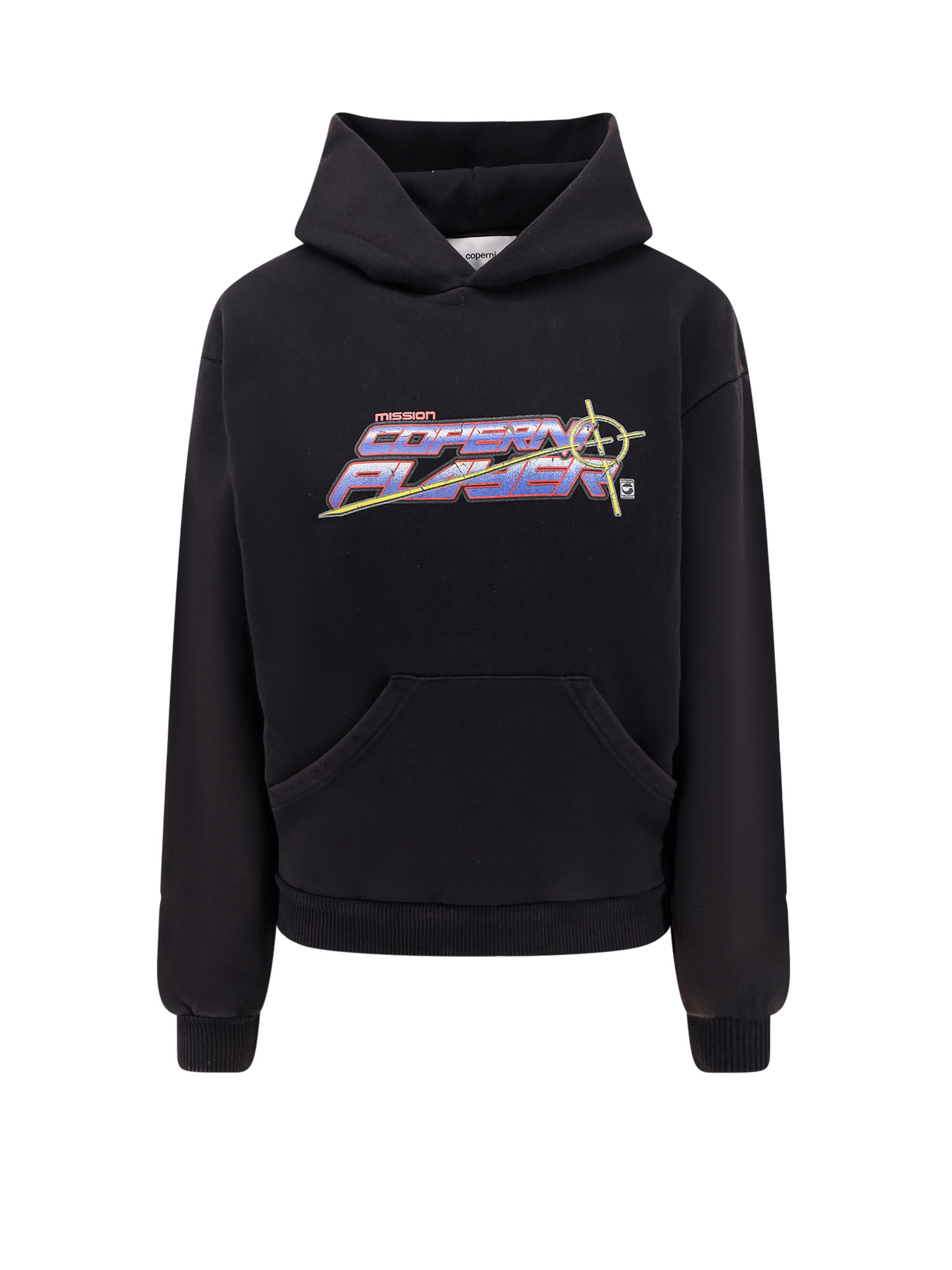 Coperni Graphic Print Hooded Cotton Sweatshirt In Black