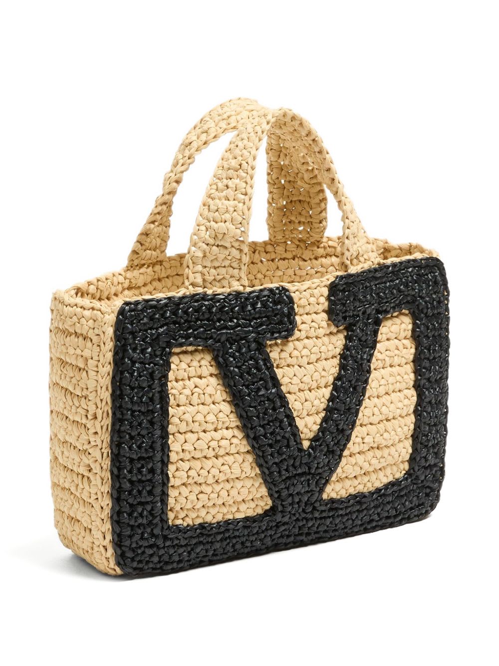 Valentino Garavani Small Tote Viva Superstar Crochet Rafia In Neutral
