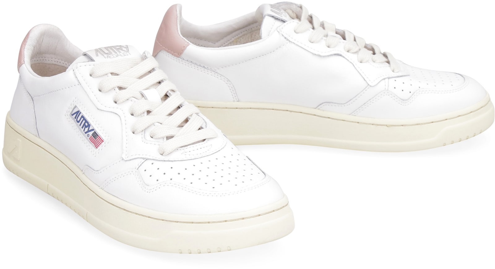 Shop Autry Medalist Leather Low-top Sneakers In Pink