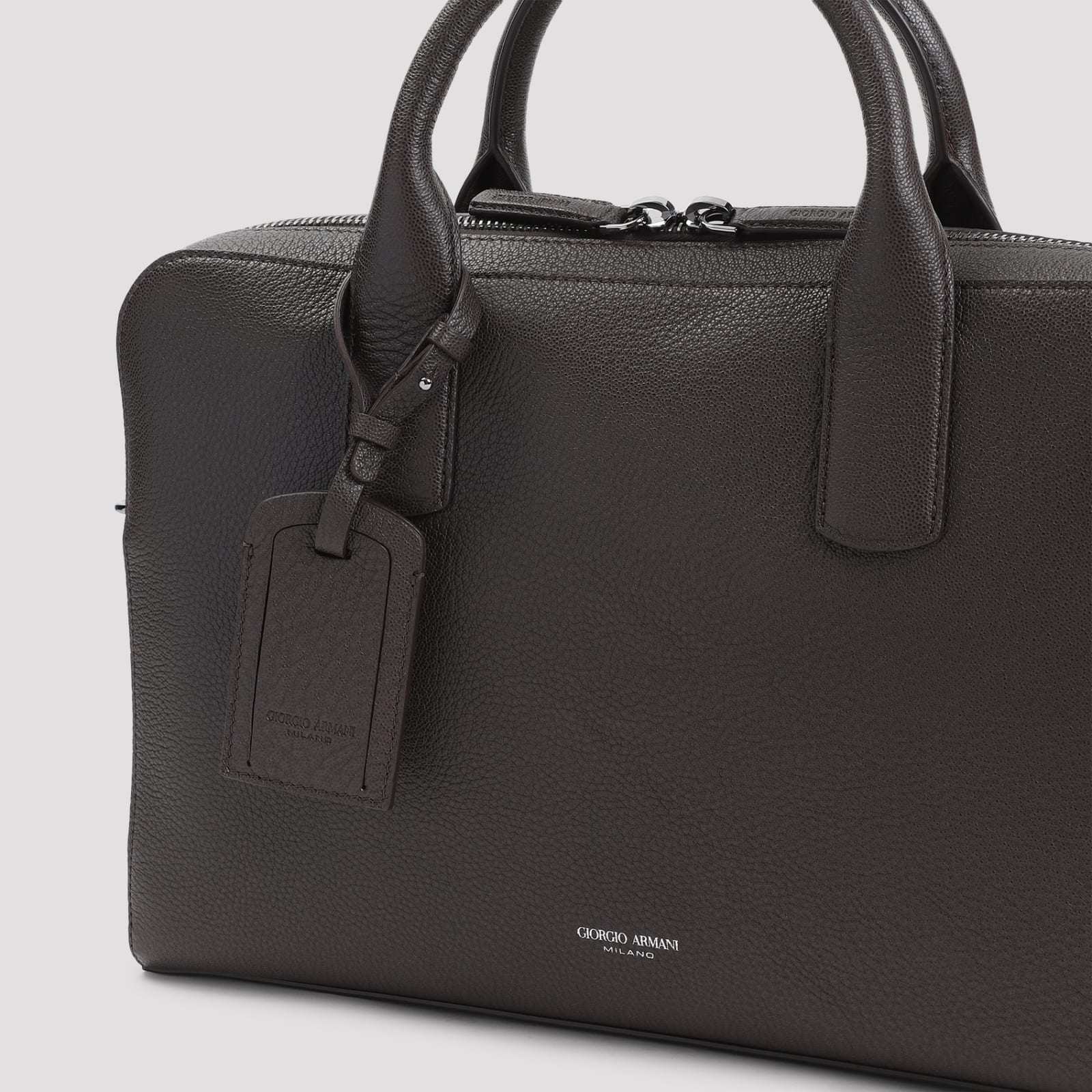 Shop Giorgio Armani Briefcase Bag In T.moro