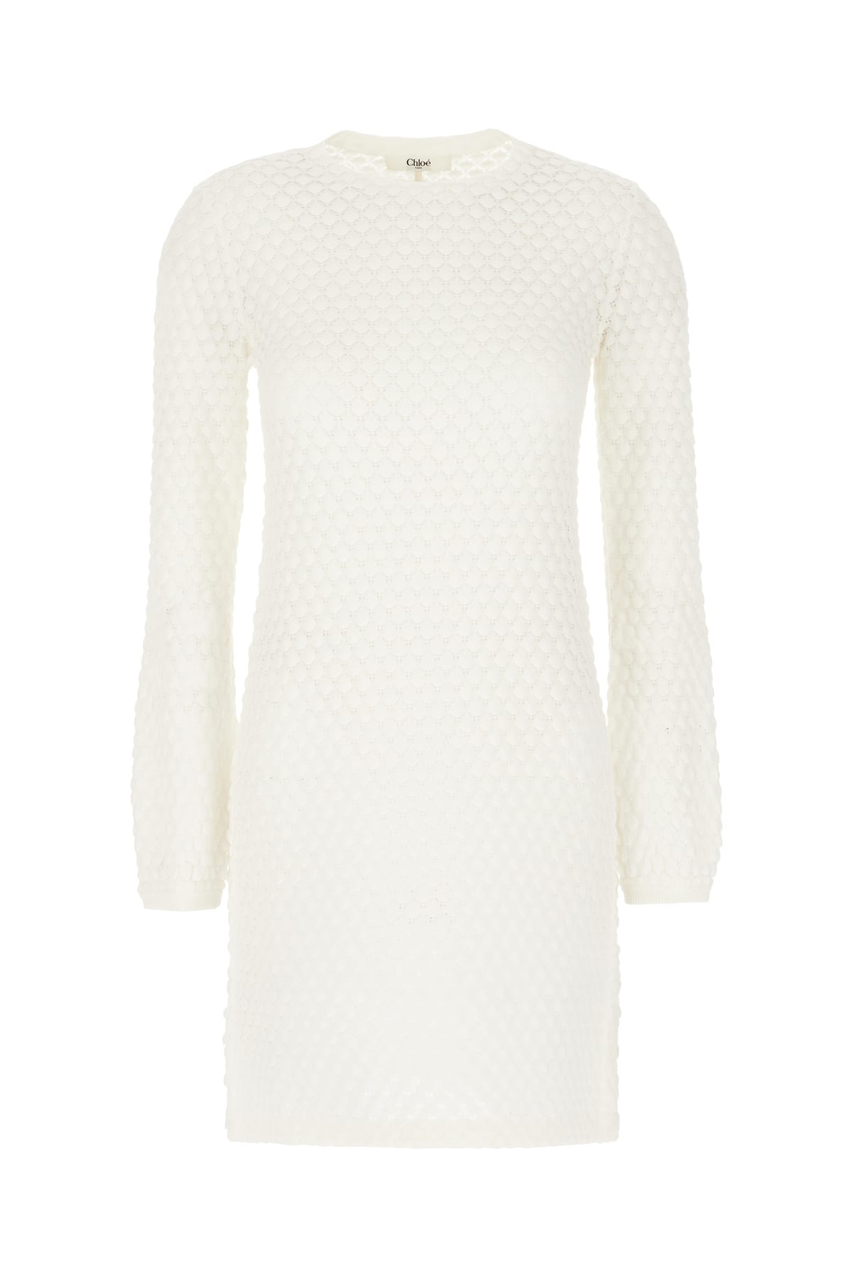 Chloé Waffle-knit Cotton Sweater Dress In White