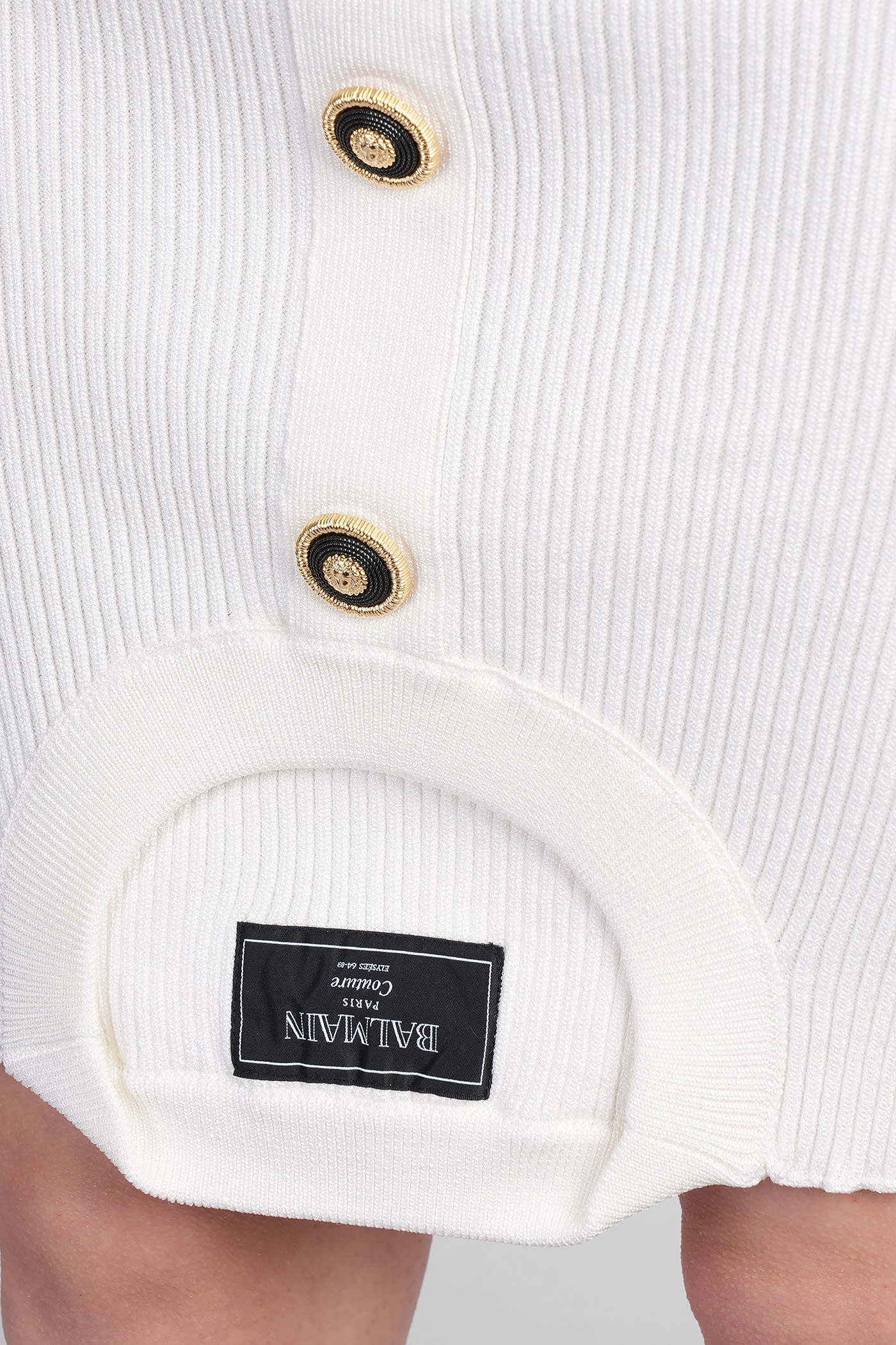 Balmain White Optical Illusion Ribbed Knit Miniskirt In White