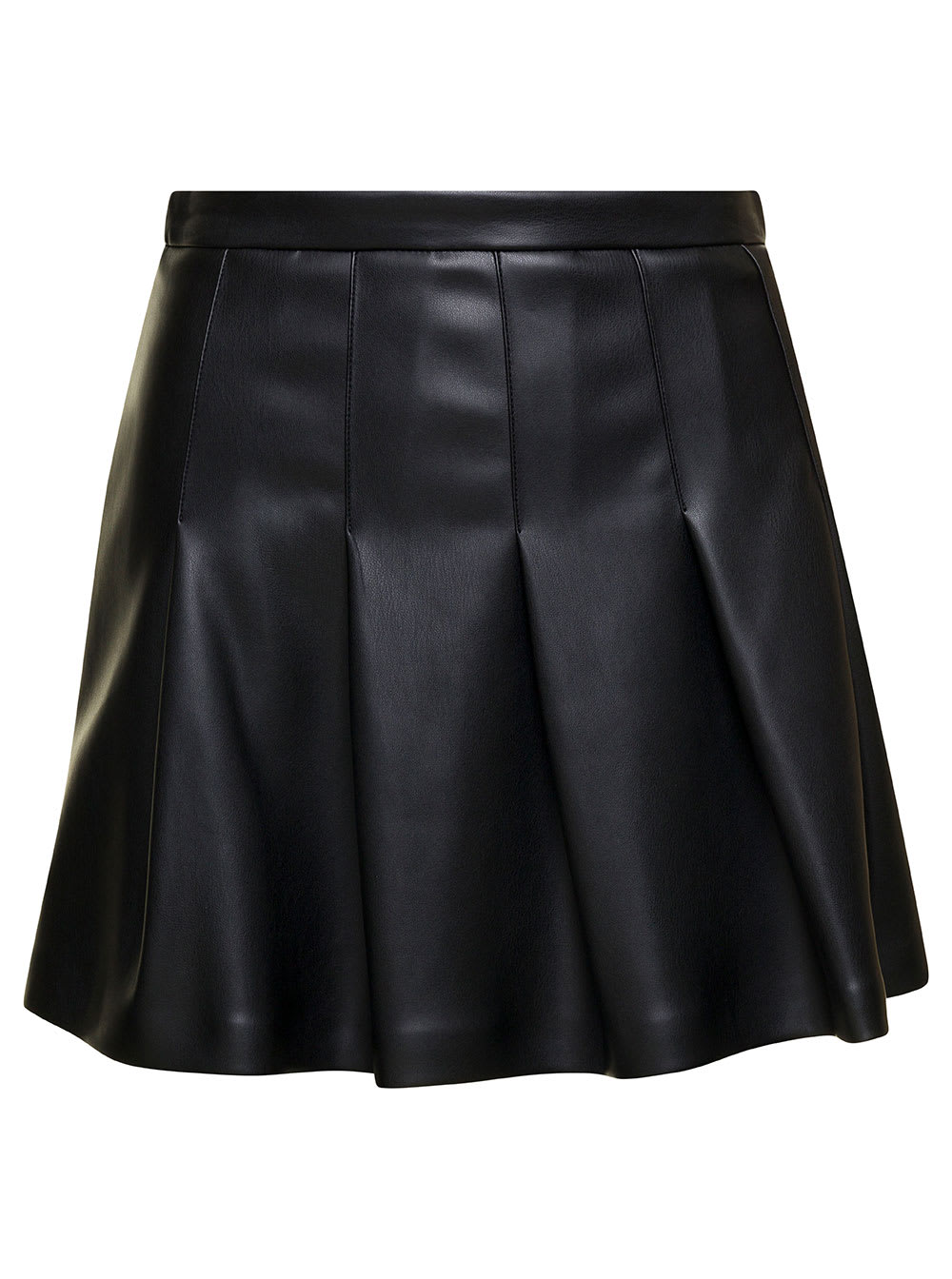 Shop Semicouture Black Pleated Mini-skirt In Eco Leather Woman