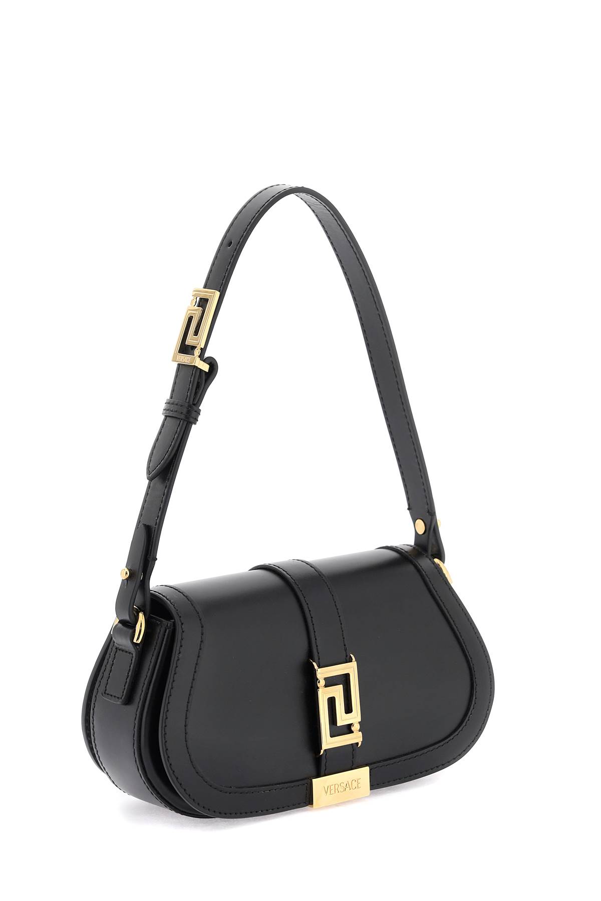 Shop Versace Greca Goddess Mini Shoulder Bag In Black  Gold (black)