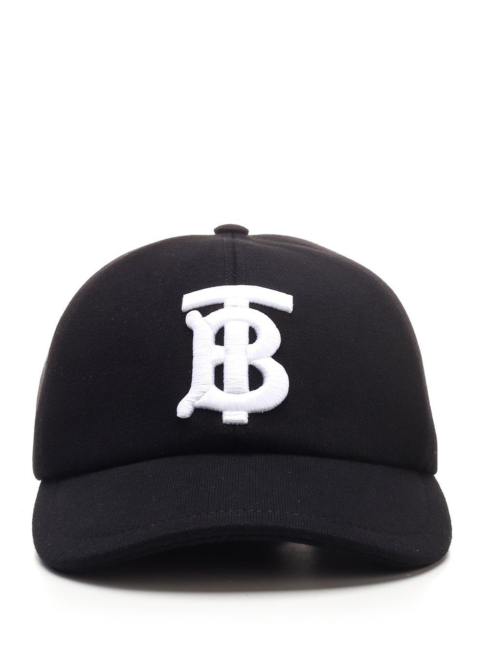 Burberry Monogram Embroidered Baseball Cap In Black