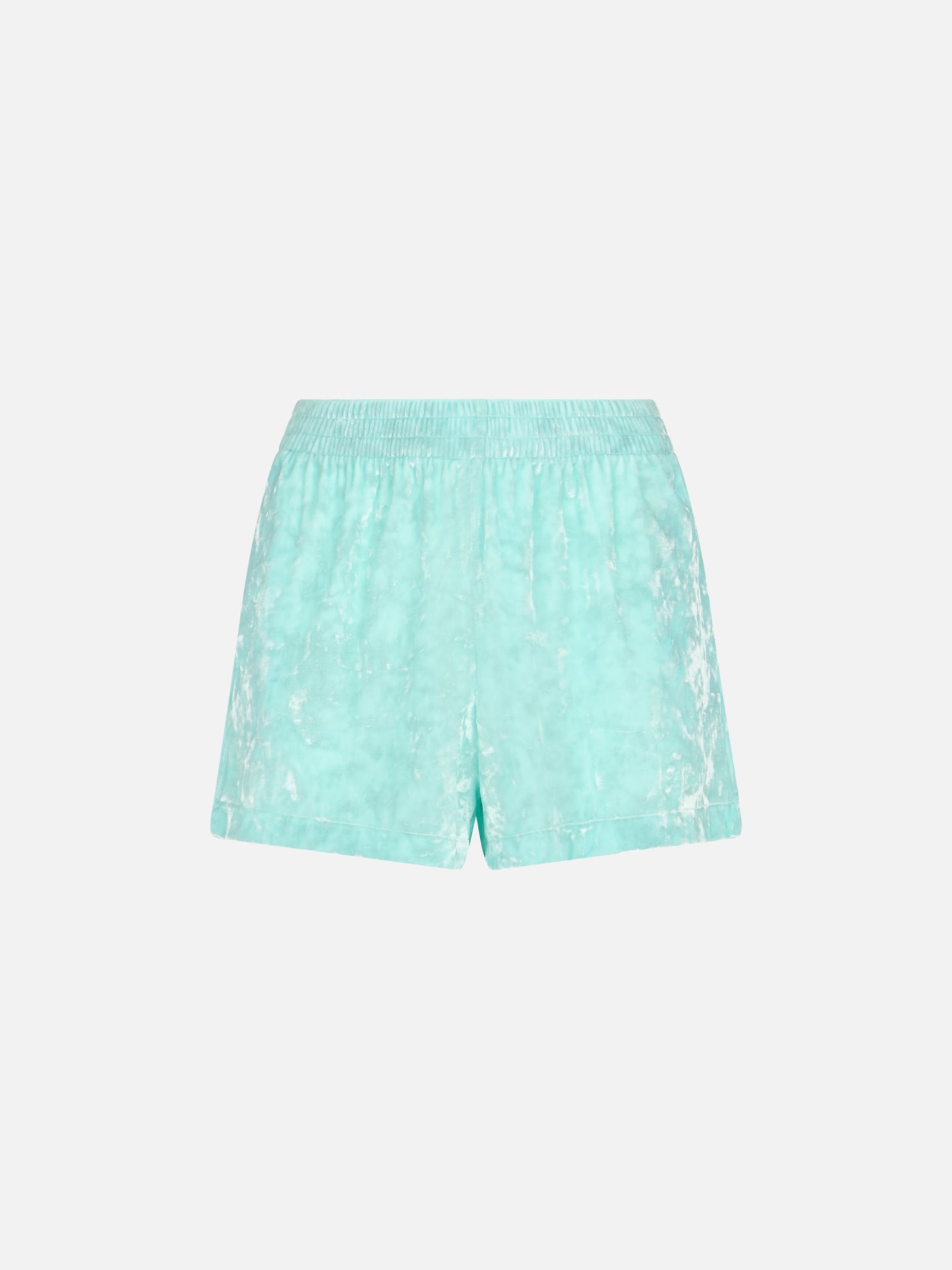 Mc2 Saint Barth Woman Water Green Chenille Pull Up Shorts Cate In Green