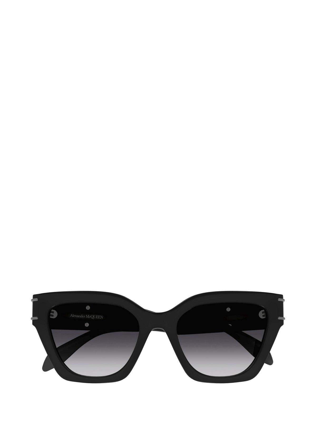 Shop Alexander Mcqueen Cat-eye Frame Sunglasses In 001 Black Black Grey