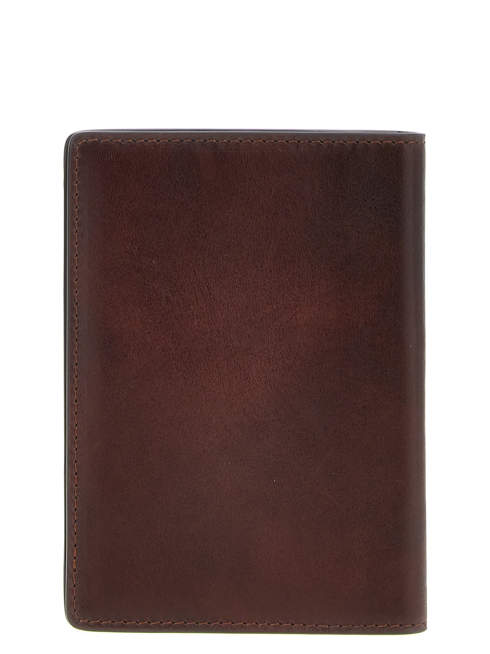Brunello Cucinelli Leather Passport Holder In Bordeaux