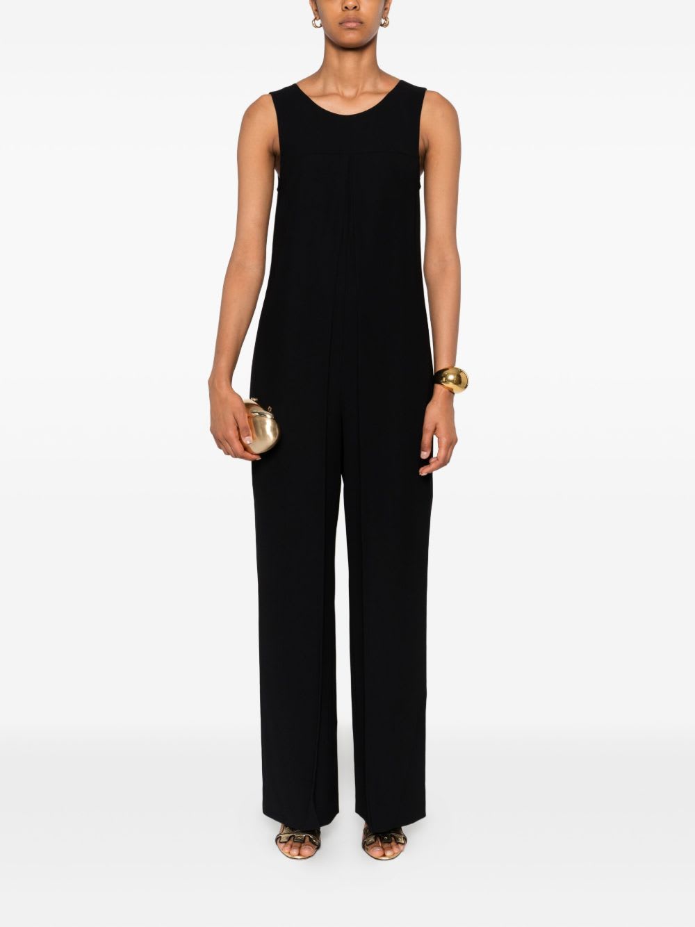 Emporio Armani Sleeveless Long Jumpsuit In Black