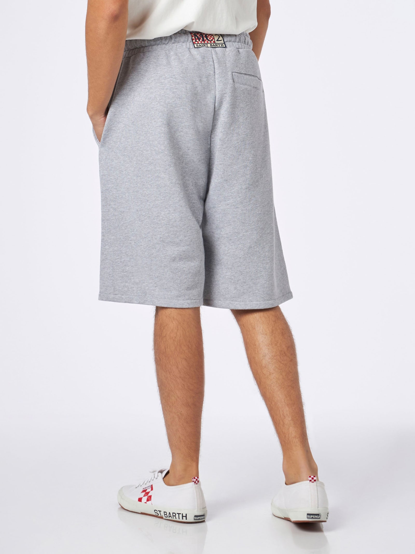 Mc2 Saint Barth Man Grey Cotton Bermuda In Grey