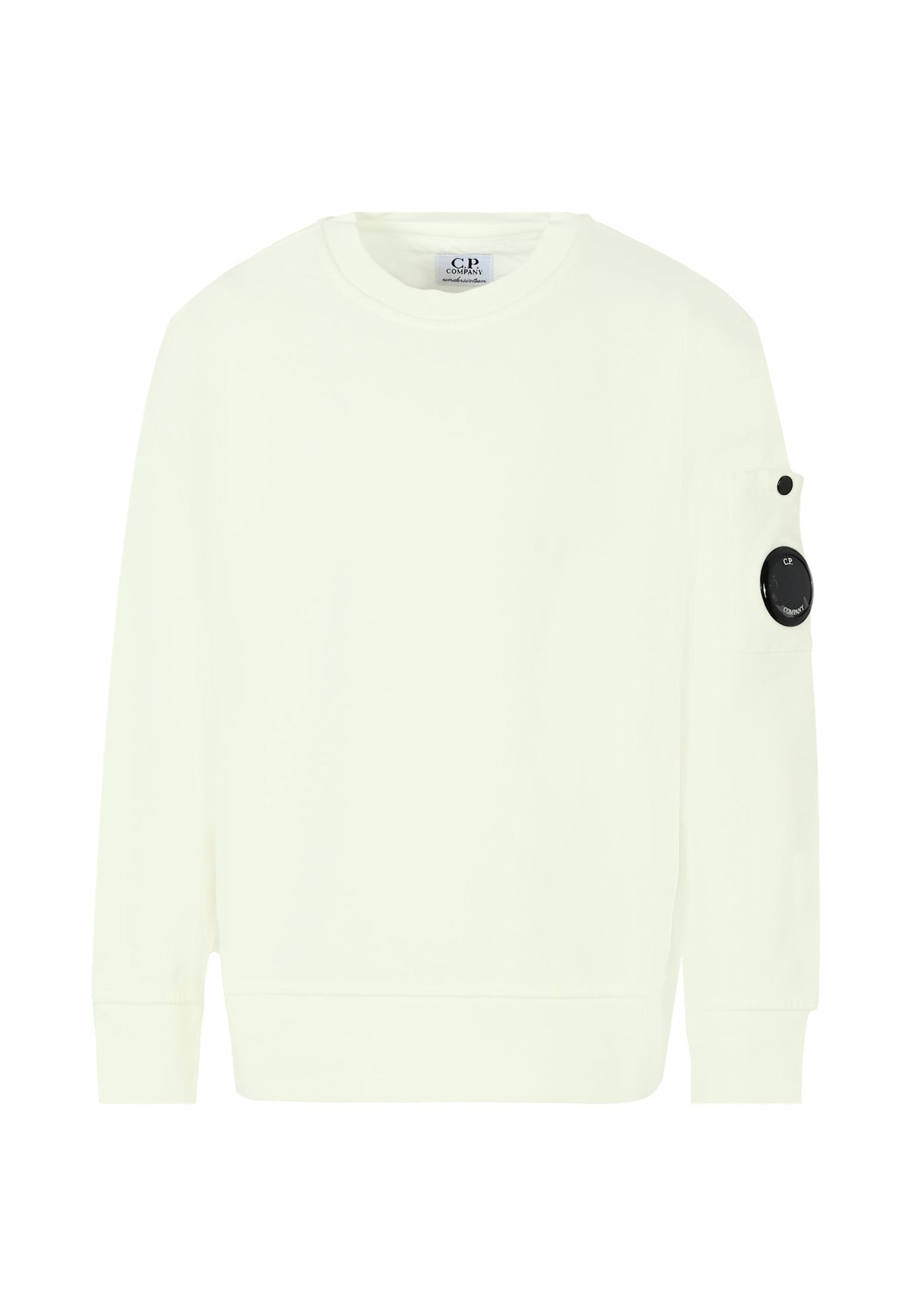 C.p. Company Undersixteen White Sweatshirt For Boy With Lens In Neutral