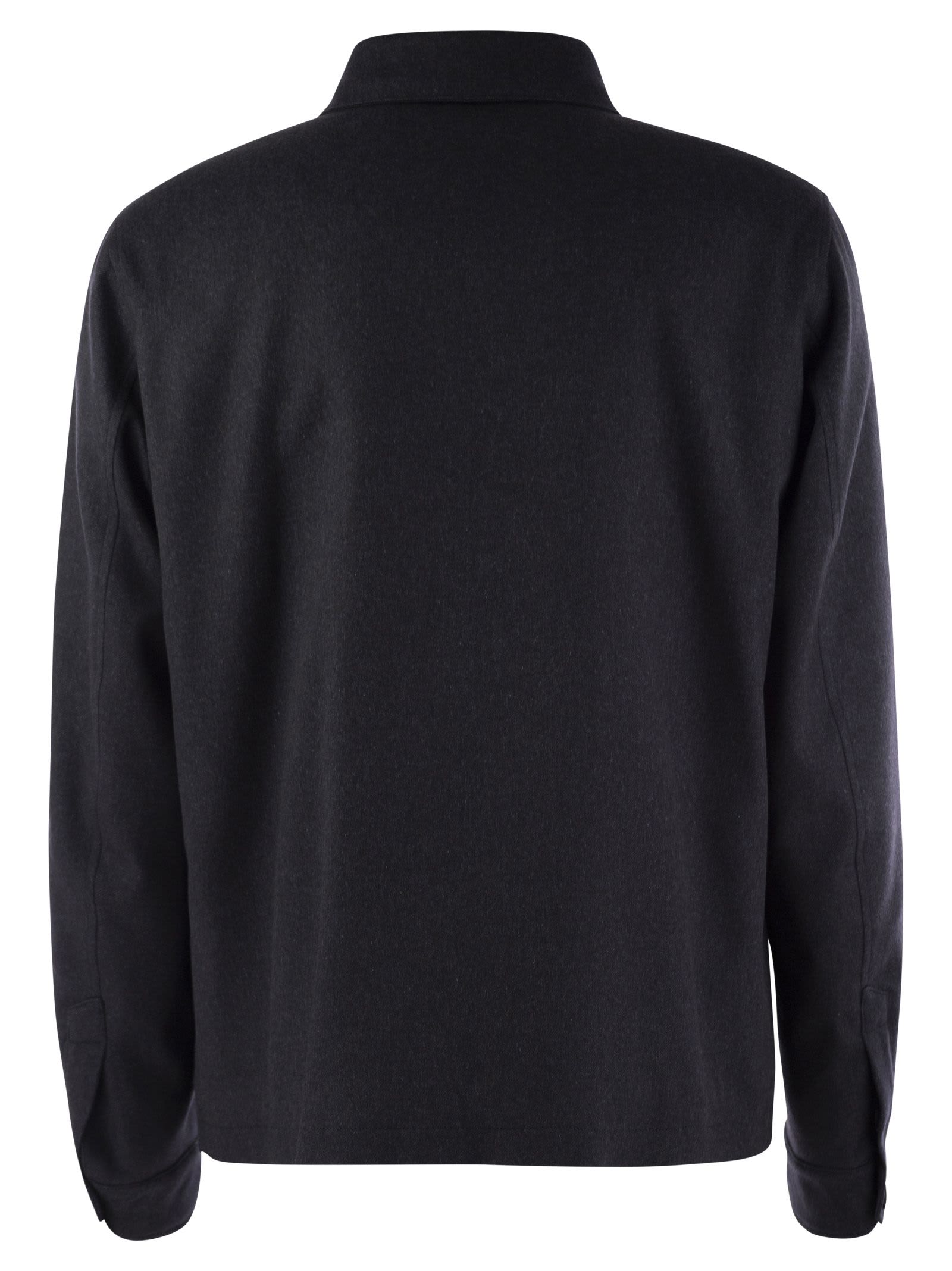 Shop Herno Cashmere And Silk Resort Shirt In Navy Blue