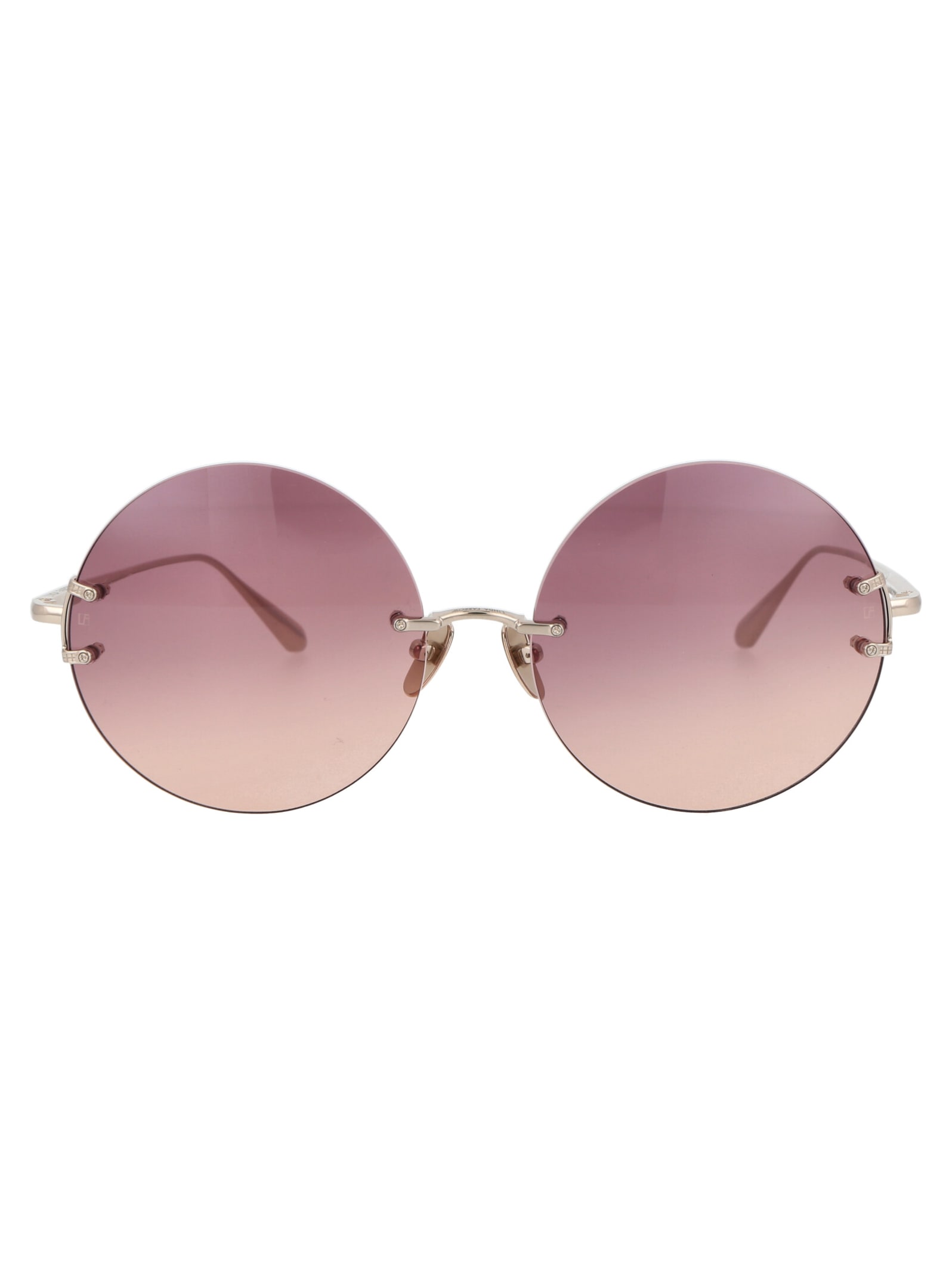 Shop Linda Farrow Lotus Sunglasses In Lightgold/winegrad