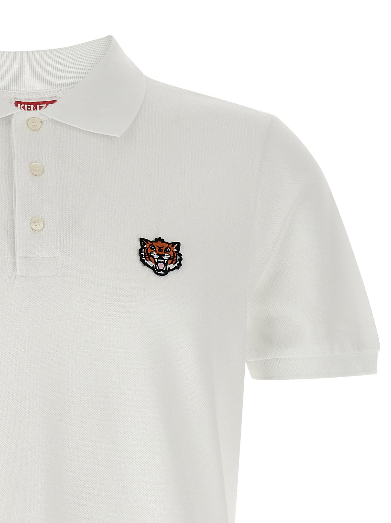 Kenzo White Cotton T-shirt With Embroidered Tiger Logo In White