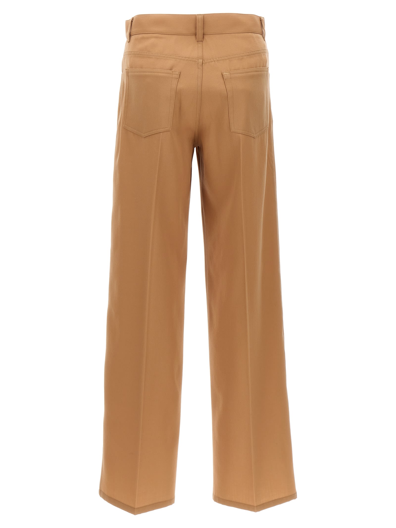 Jil Sander High Waist Wide Leg Trousers With Pockets In Beige