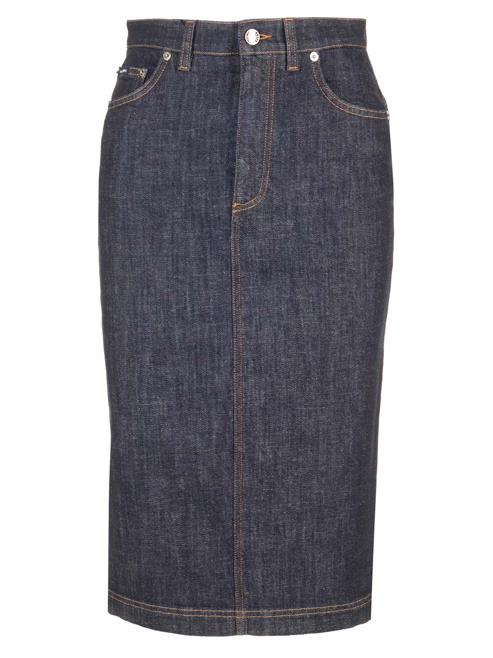 Shop Dolce & Gabbana Blue Denim Midi Skirt In Variante Abbinata