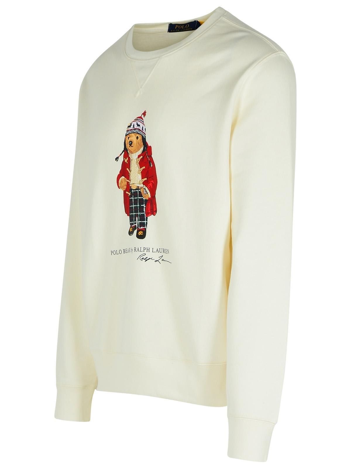 Shop Ralph Lauren Polo Bear Fleece Sweatshirt In Natural