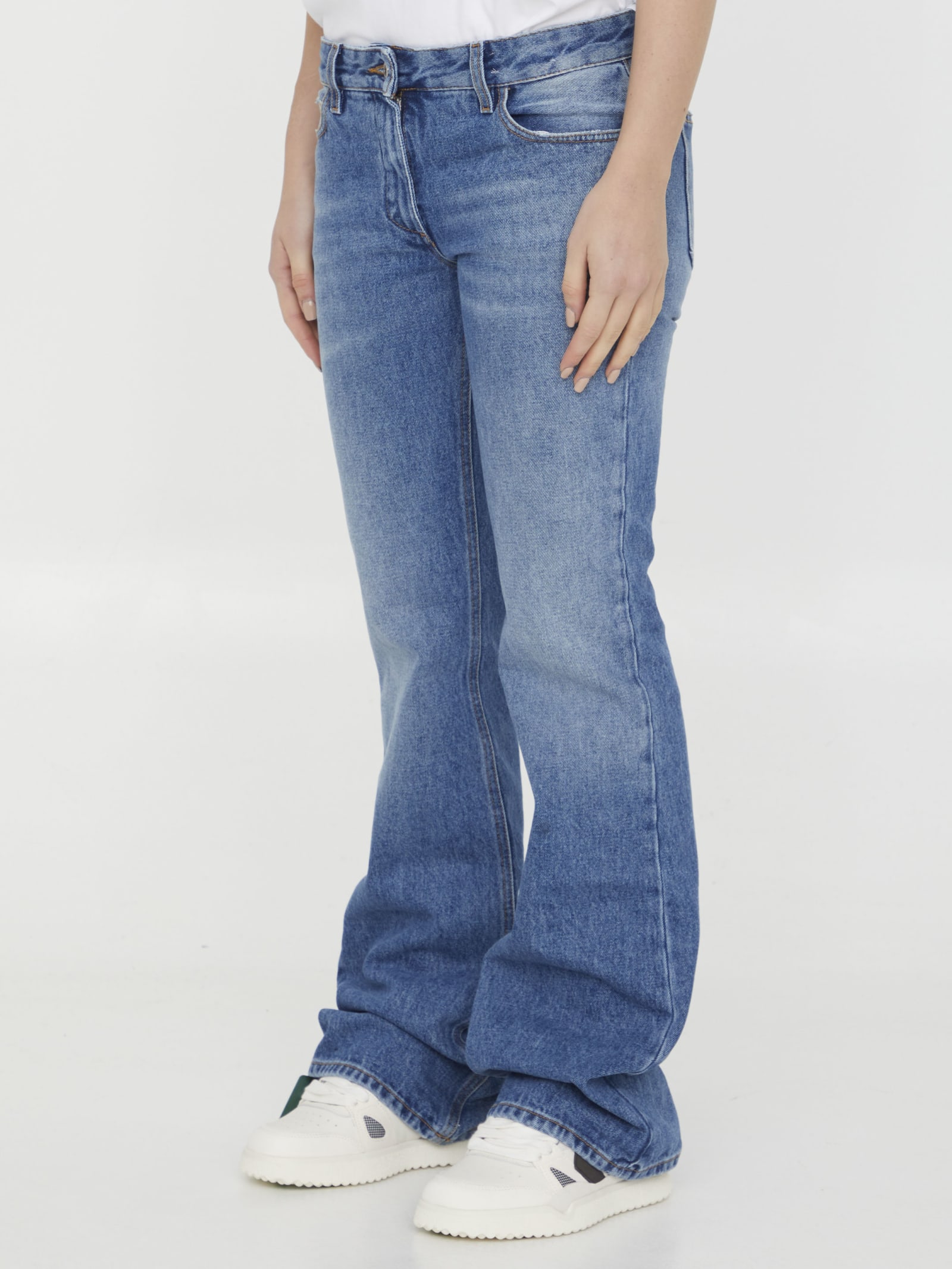 Shop Off-white Slim Flared Jeans In Blue