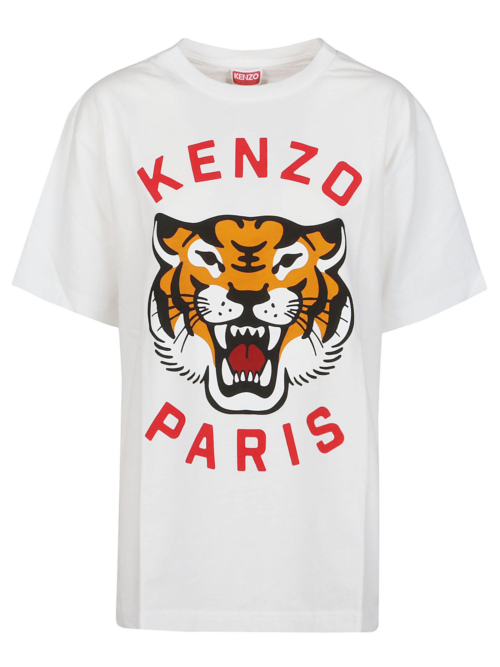Shop Kenzo Lucky Tiger Oversize T-shirt In Blanc Casse