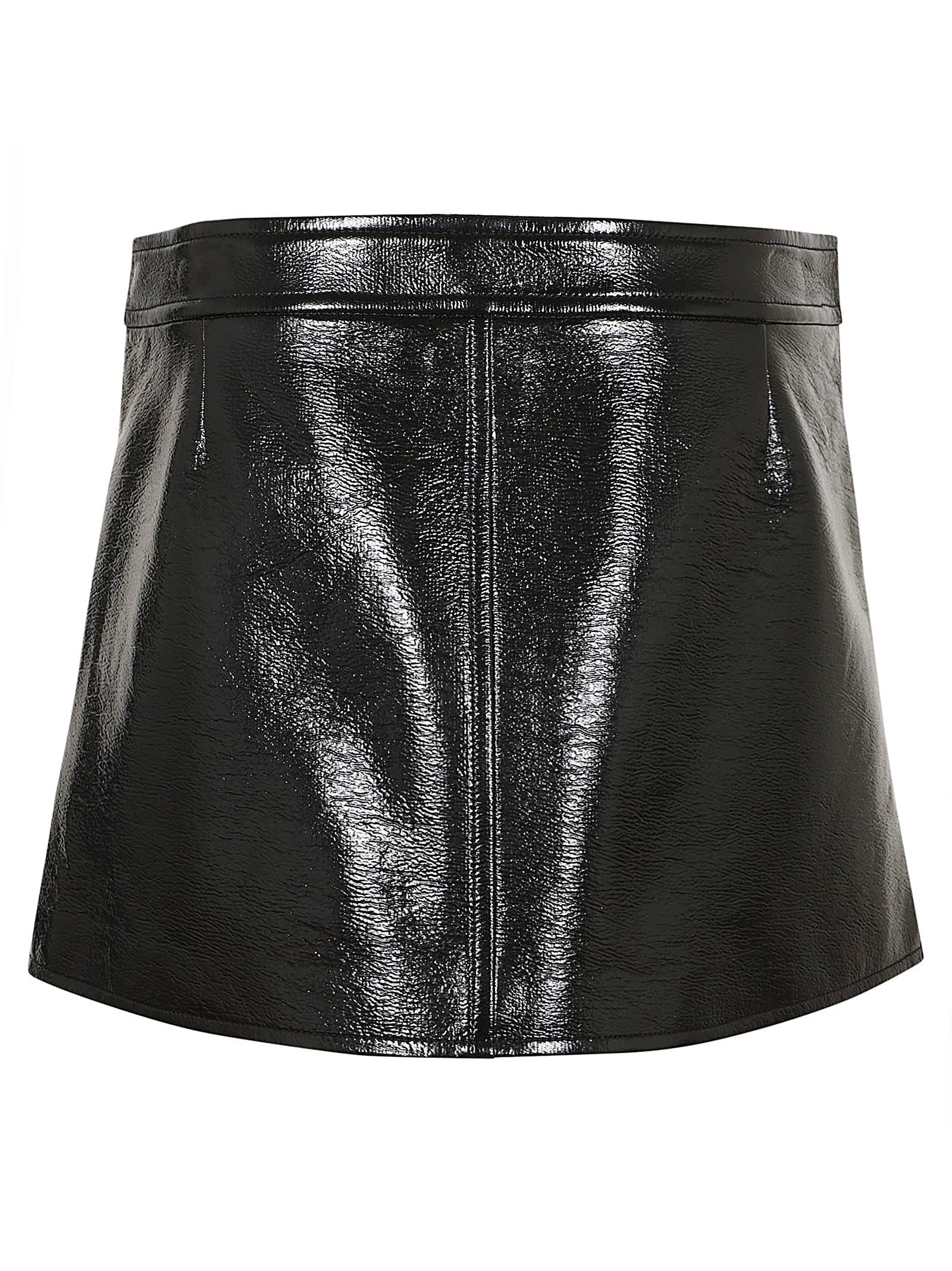 Shop Courrèges Buckle Zipped Vinyl Mini Skirt In Black