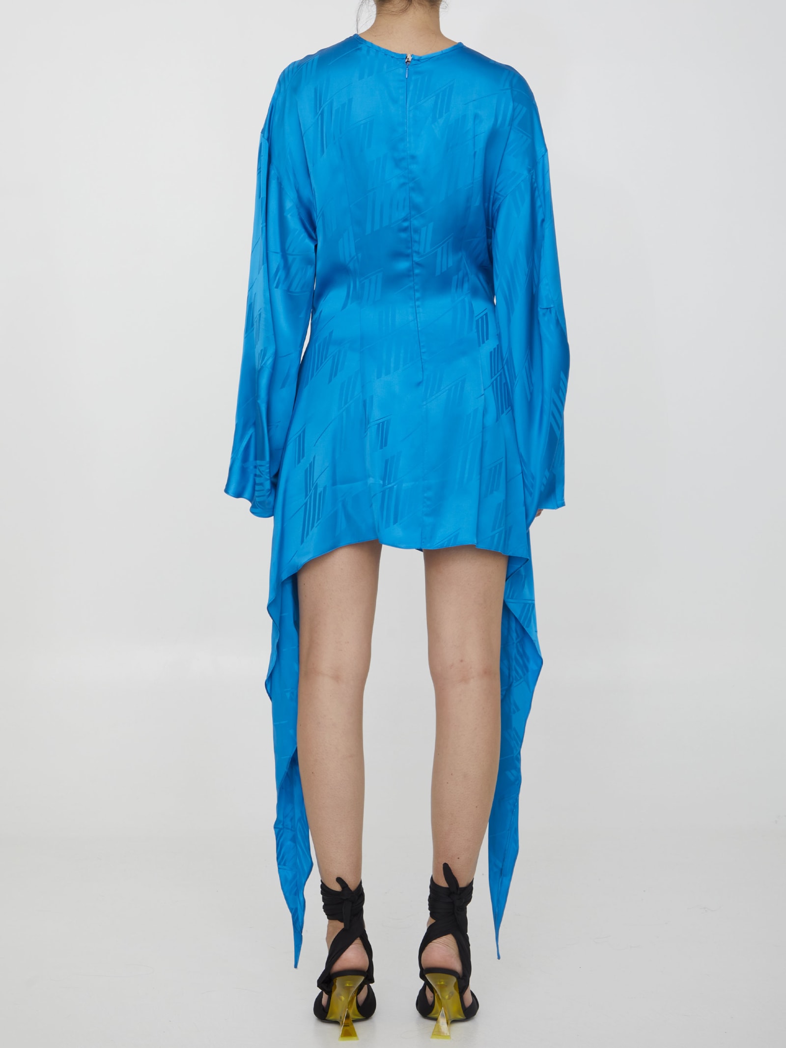 Shop Attico Louie Mini Dress In Turquoise