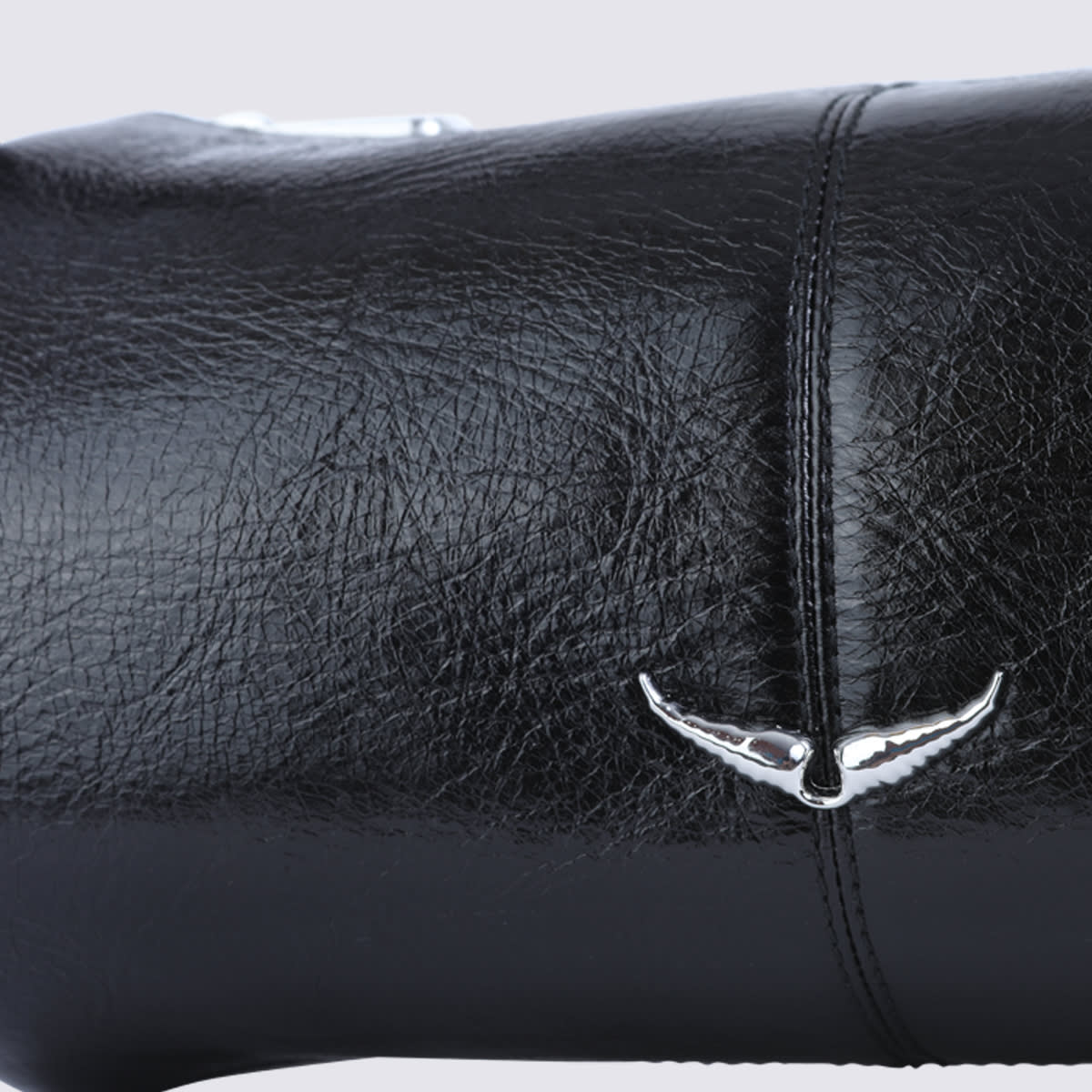 Zadig & Voltaire Black Leather Doudou Vintage Patemt Shoulder Bag In Black