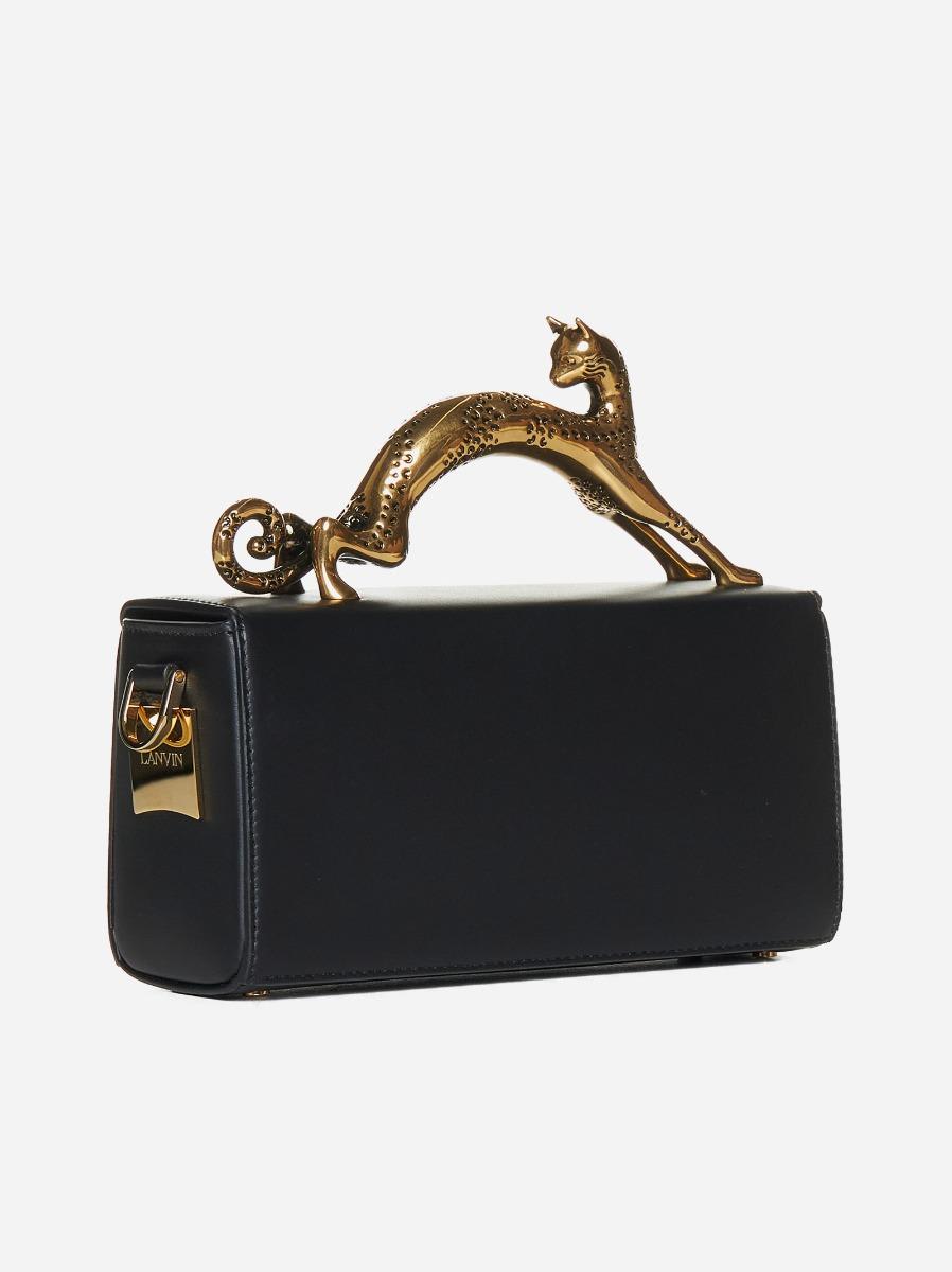 Lanvin Black Nano Pencil Cat Top Handle Bag In Black
