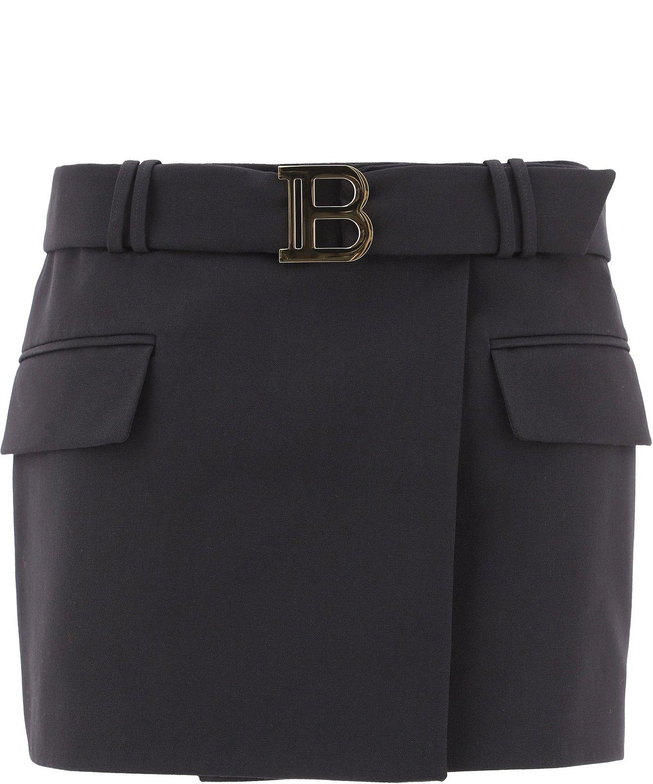B Buckle Belted Mini Skirt