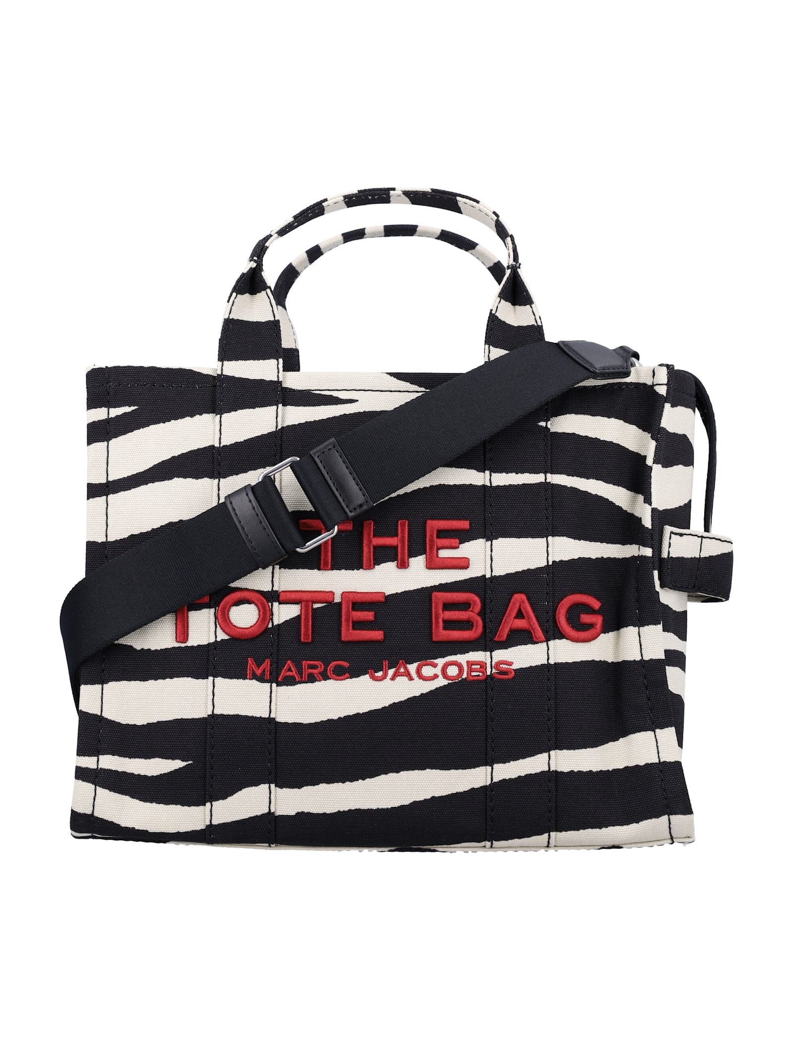 Shop Marc Jacobs The Zebra Canvas Medium Tote Bag