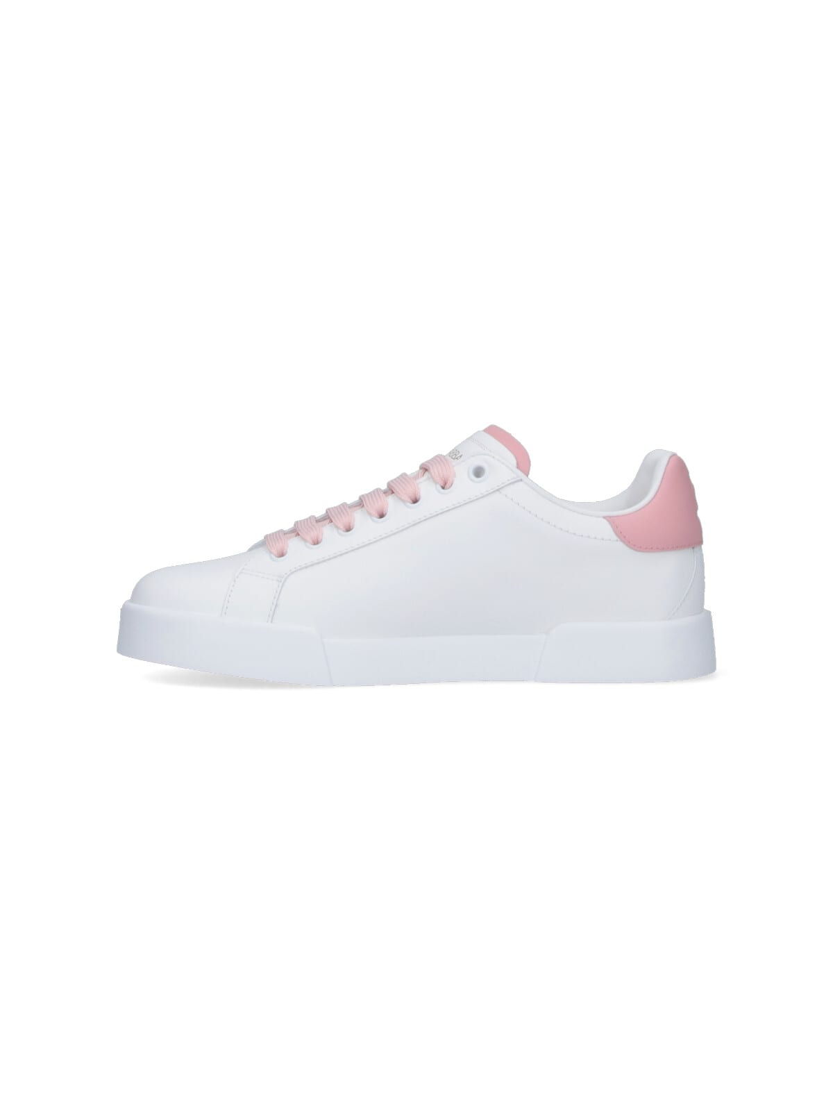 Dolce & Gabbana Portofino Low-top Leather Sneakers With Lateral Monogram In Pink