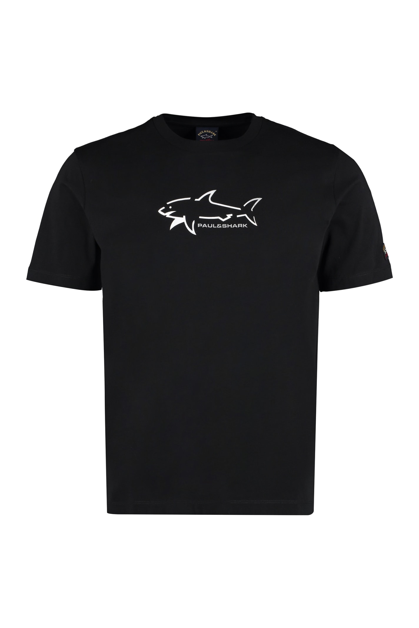 Paul&amp;shark Printed Cotton T-shirt In Black