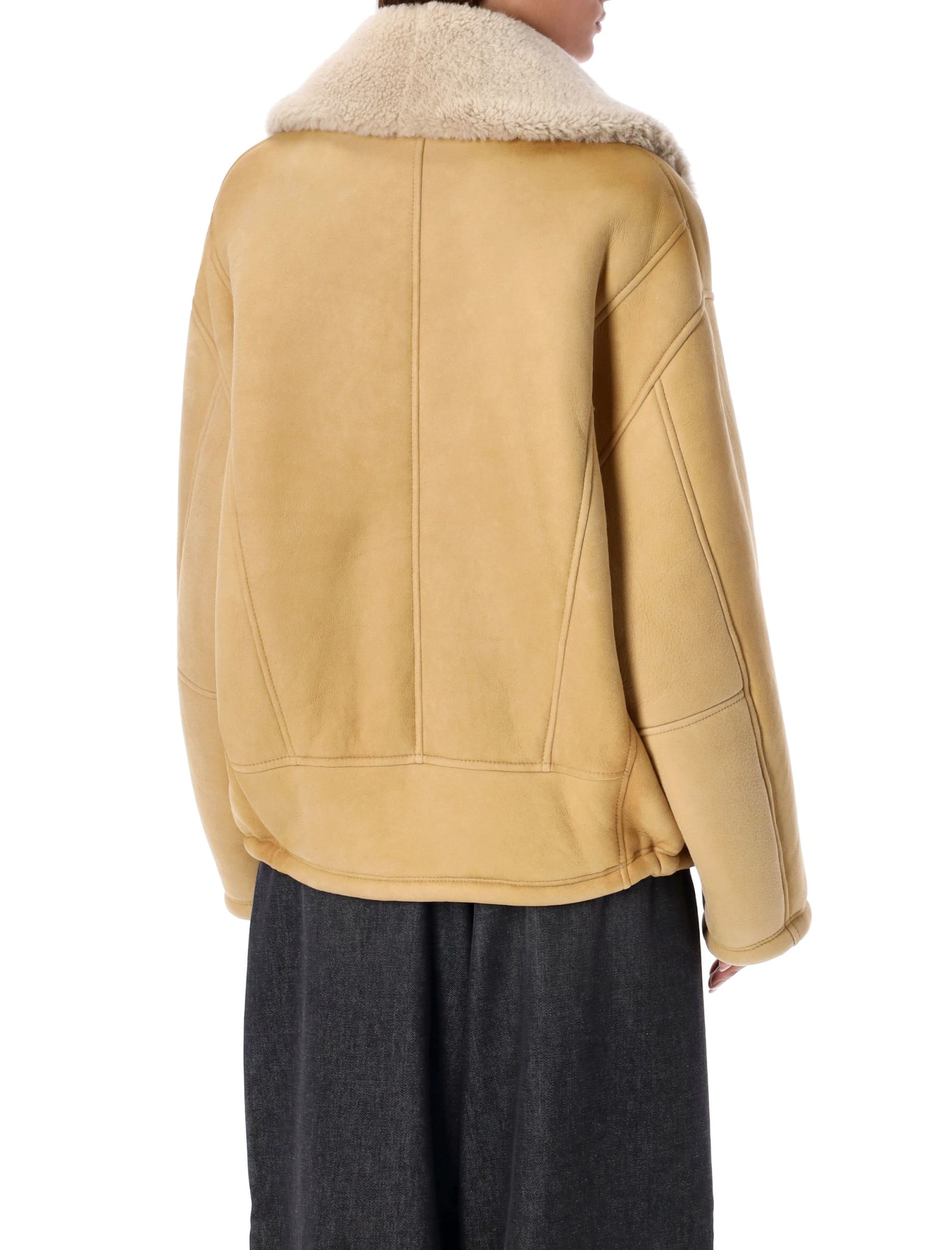 Shop Golden Goose Shearling Jacket In Lark Beige