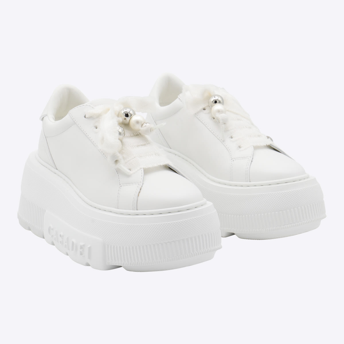 Casadei White Leather Nexus Sneakers In White