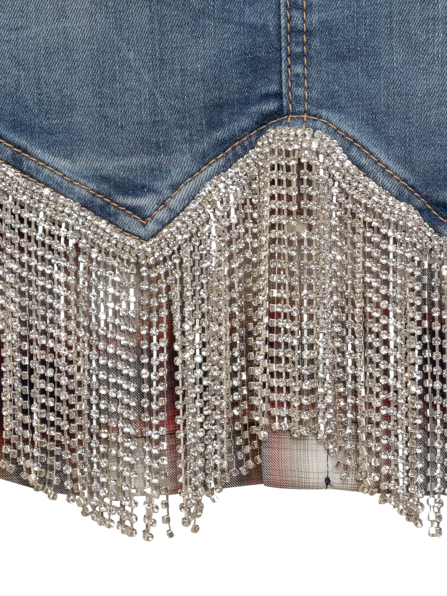 Shop Dsquared2 Medium Proper Wash Denim Skirt With Crystals In Navy Blue