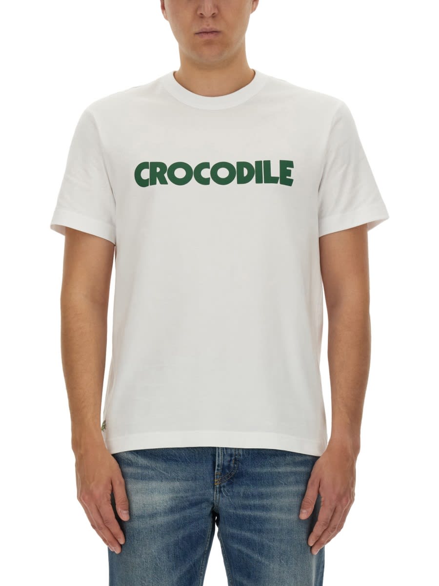 Shop Lacoste Crocodile T-shirt In White