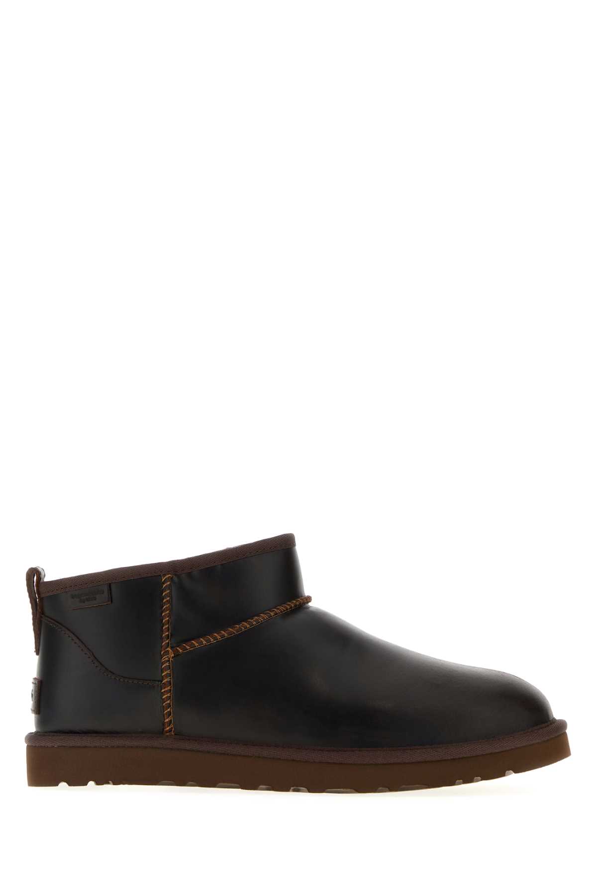 Dark Brown Leather Classic Ultra Mini Ankle Boots