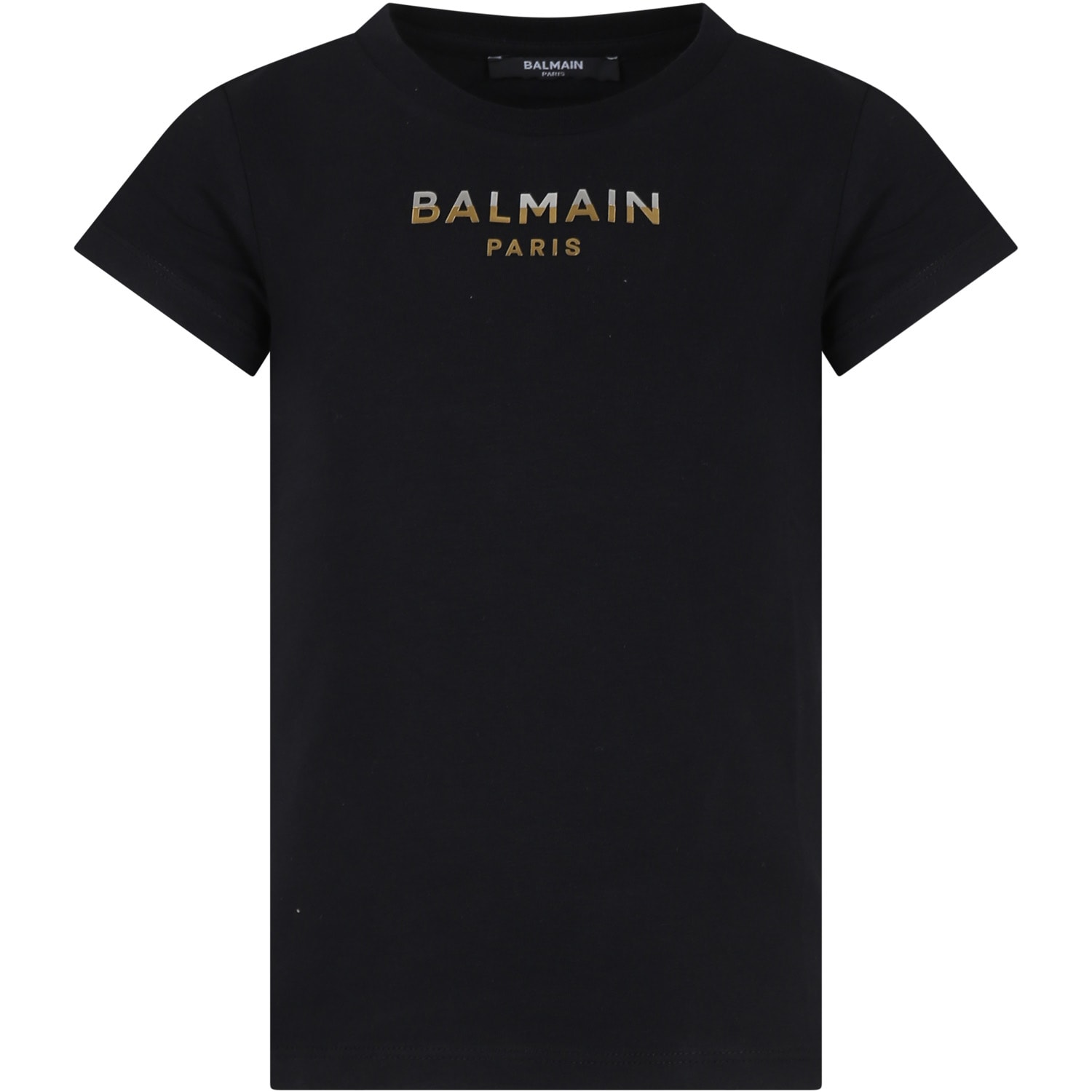 Balmain Black T-shirt For Girl With Logo In Black