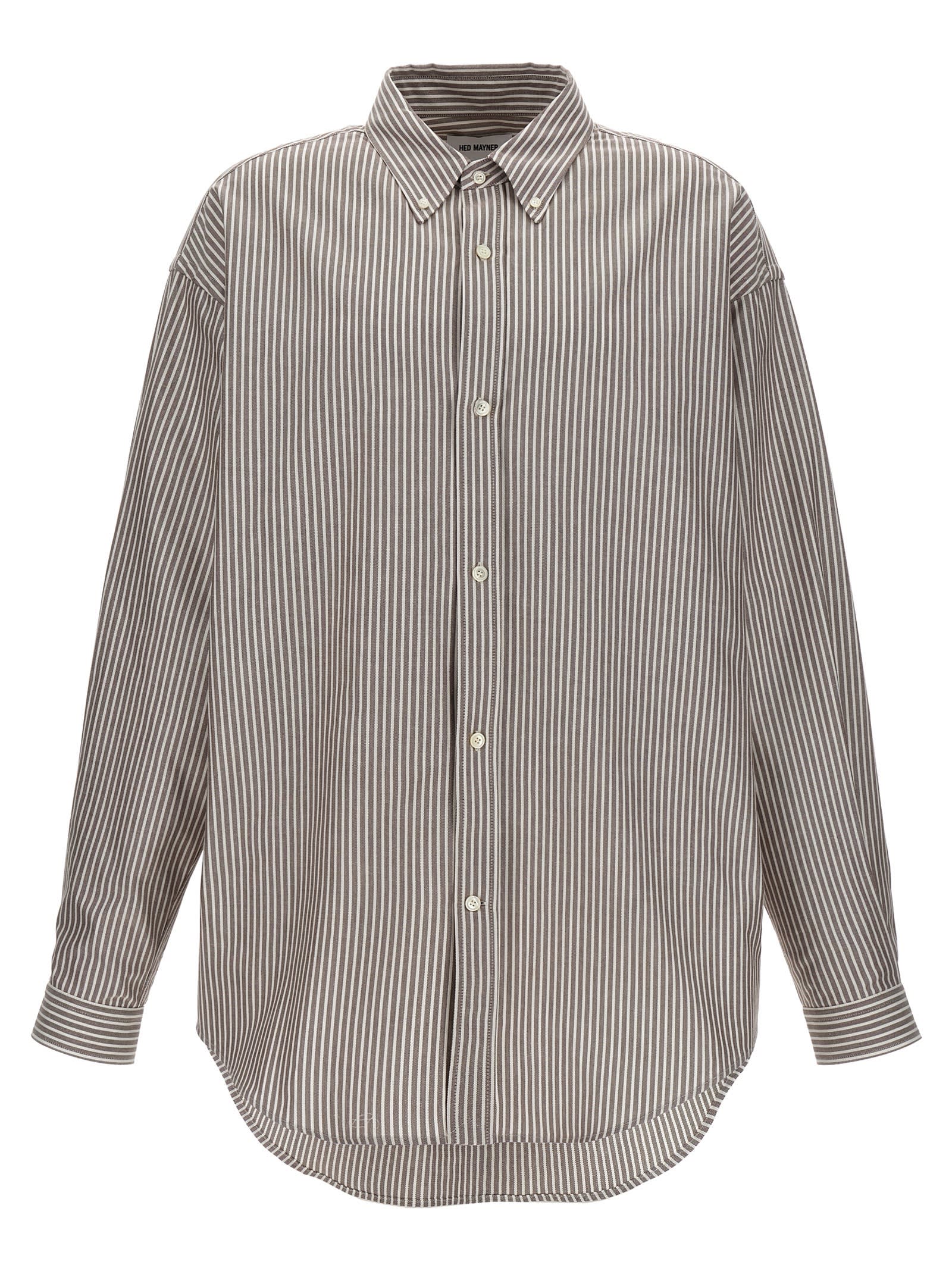 Shop Hed Mayner Pinstripe Oxford Shirt In White