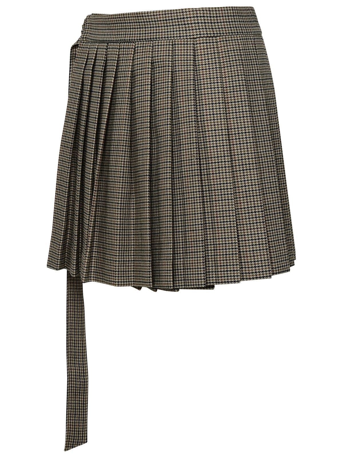 Shop Ami Alexandre Mattiussi Kilt Beige Wool Miniskirt