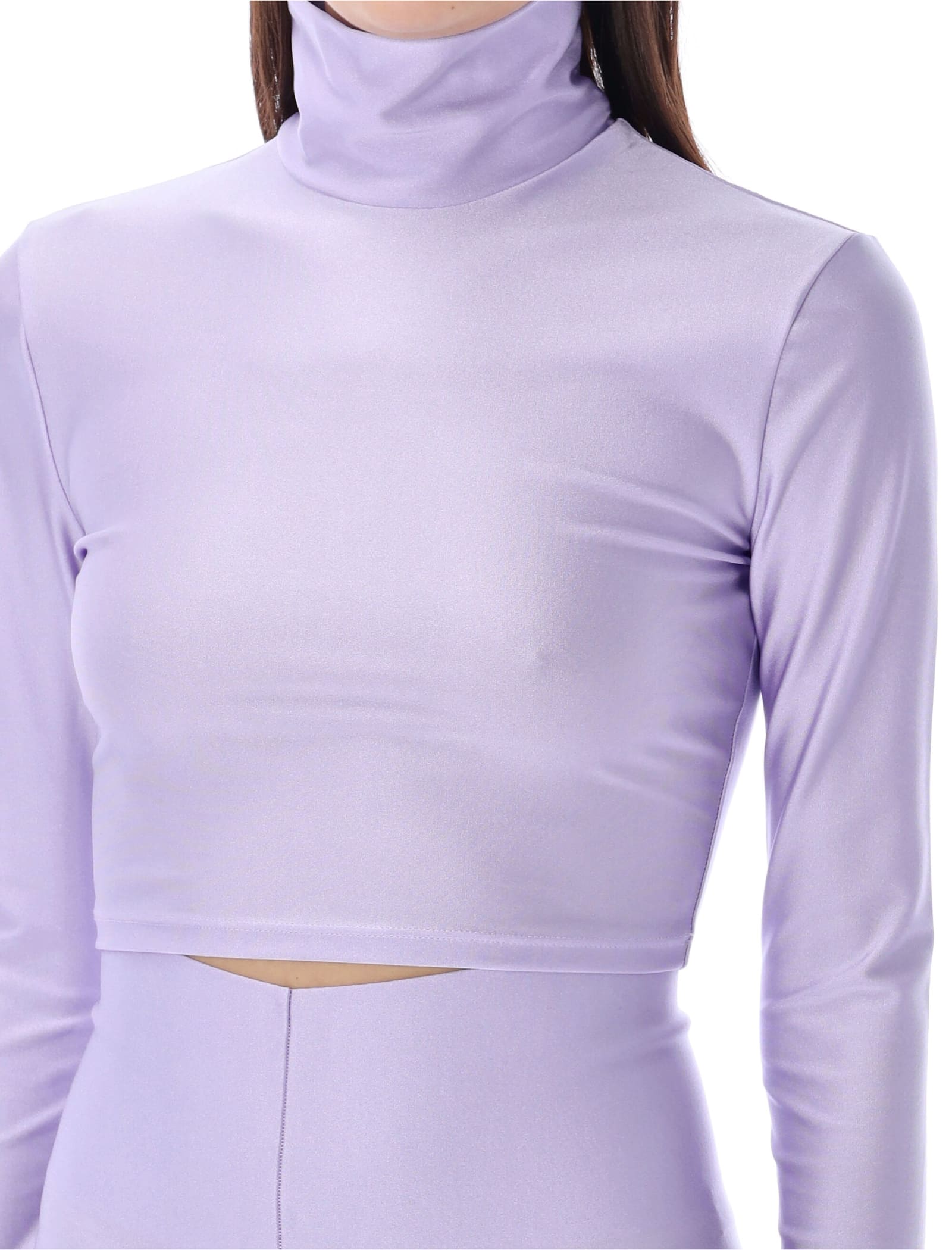 Shop The Andamane Turtleneck Crop Top In Lillac