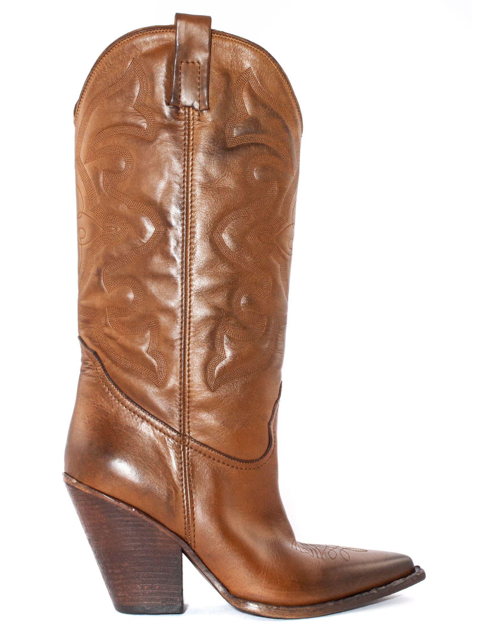 Elena Iachi Brown Leather Texan Boot
