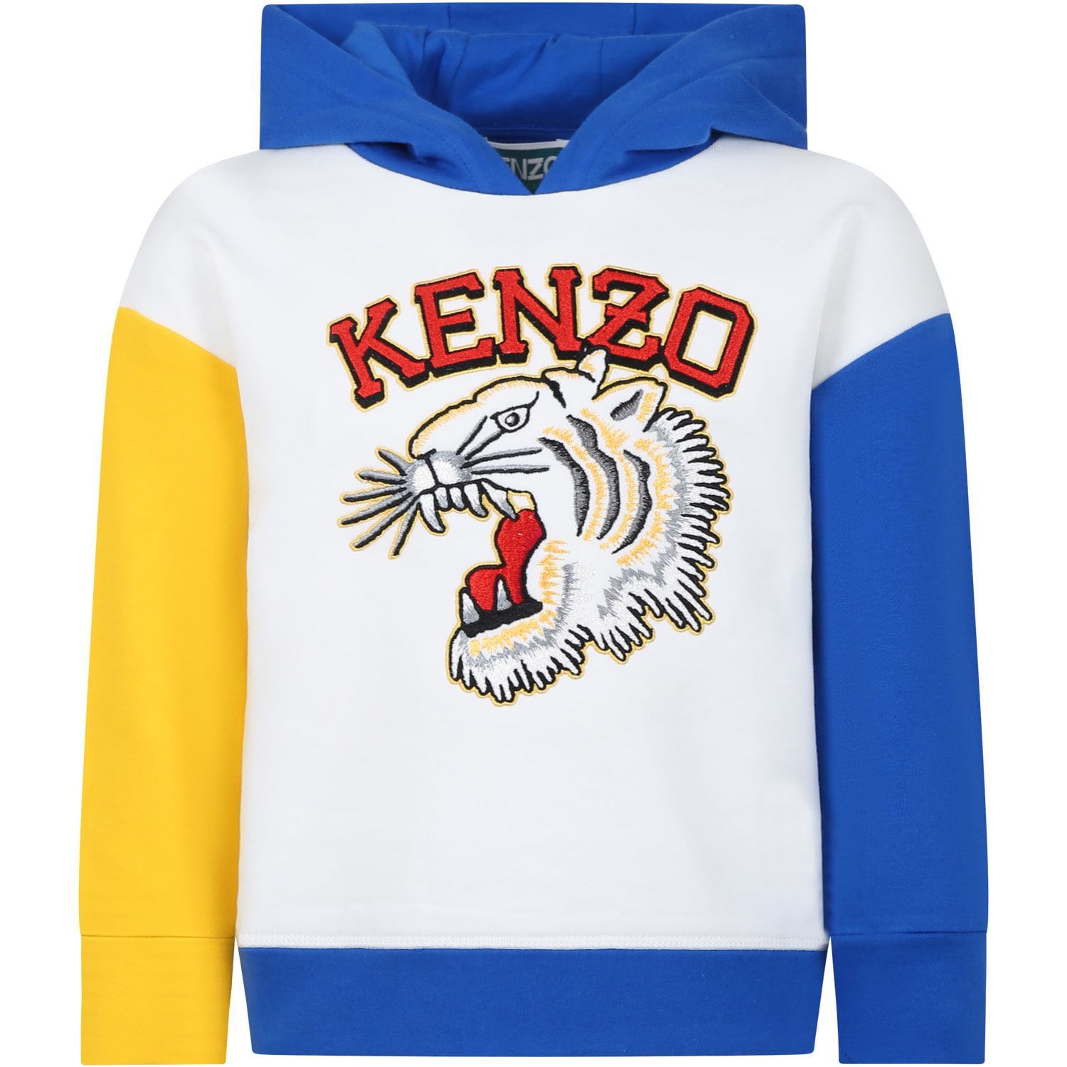 Kenzo Kids' Multicolor Hooded Sweatshirt For Boy With Logo In Avorio