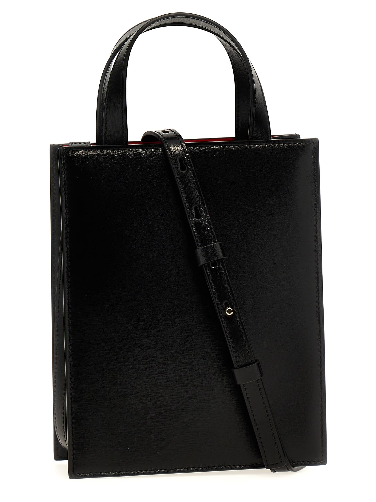 Shop Ferragamo Double Gancini Mini Handbag In Black