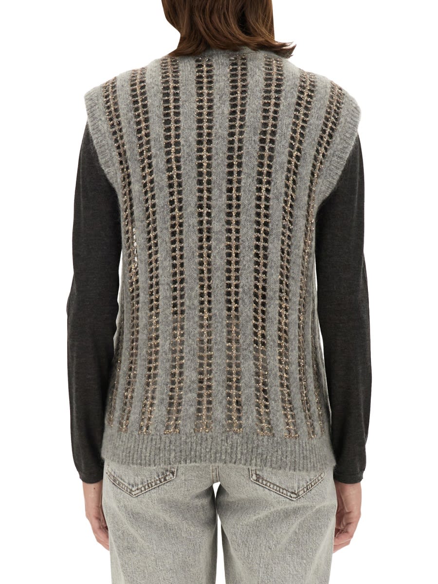 Shop Brunello Cucinelli V-neck Vest In Grey