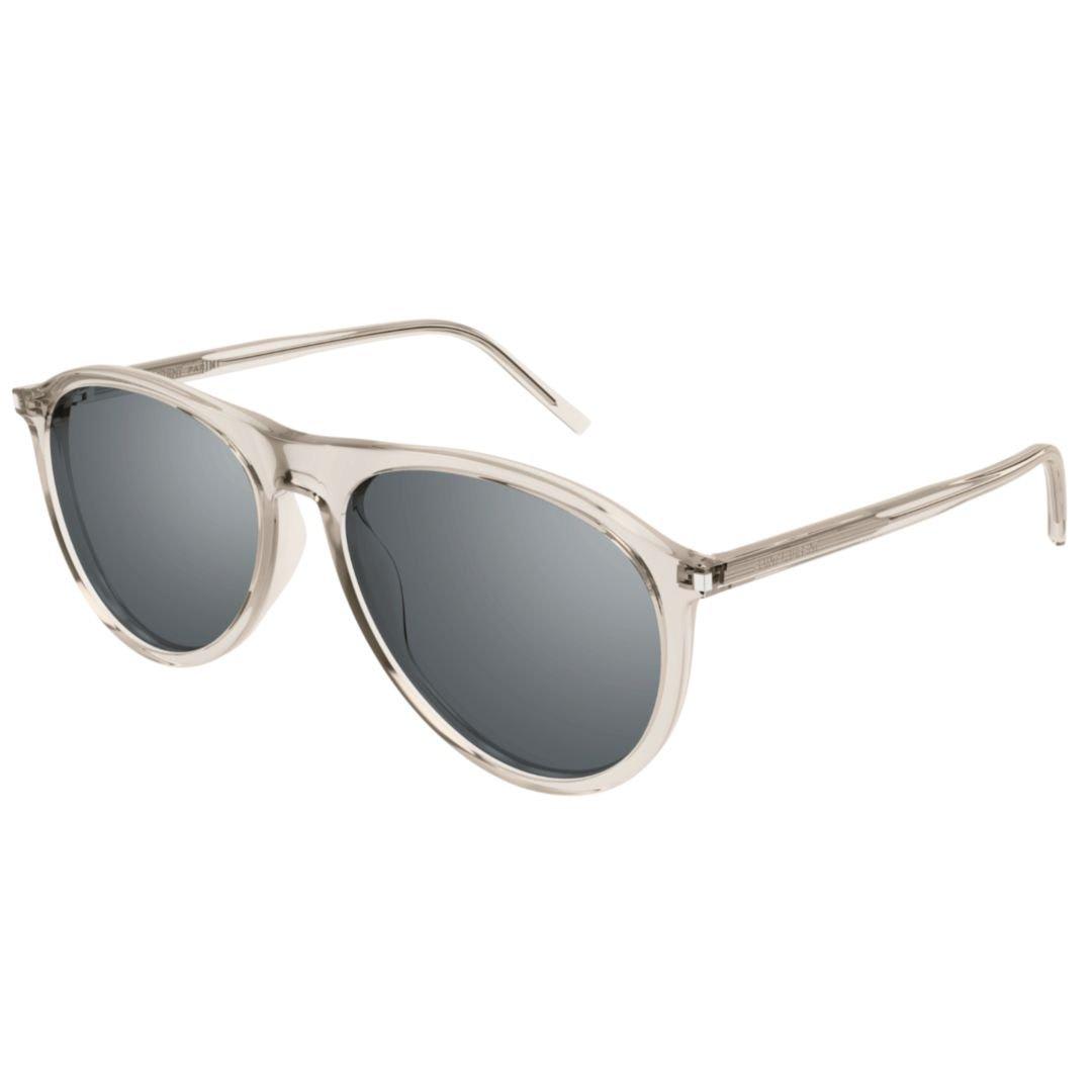 Shop Saint Laurent Aviator Frame Sunglasses In 003 Beige Beige Transpare