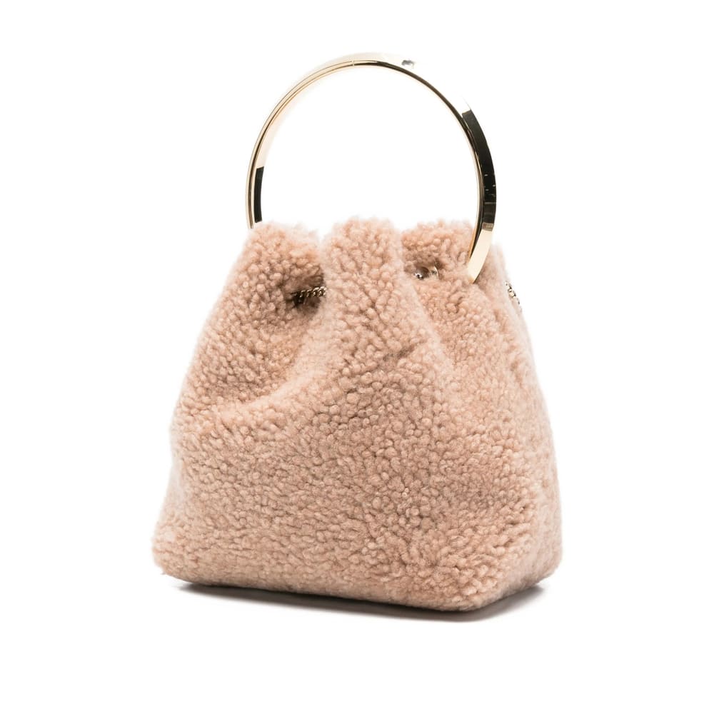 Jimmy Choo Bon Bon Pearl-embellished Ring-handle Bag In Neutral