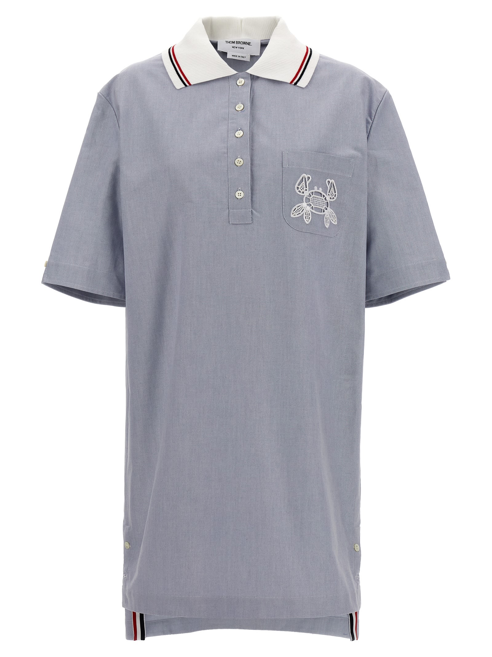 Shop Thom Browne Broderie Anglaise Dress In Light Blue