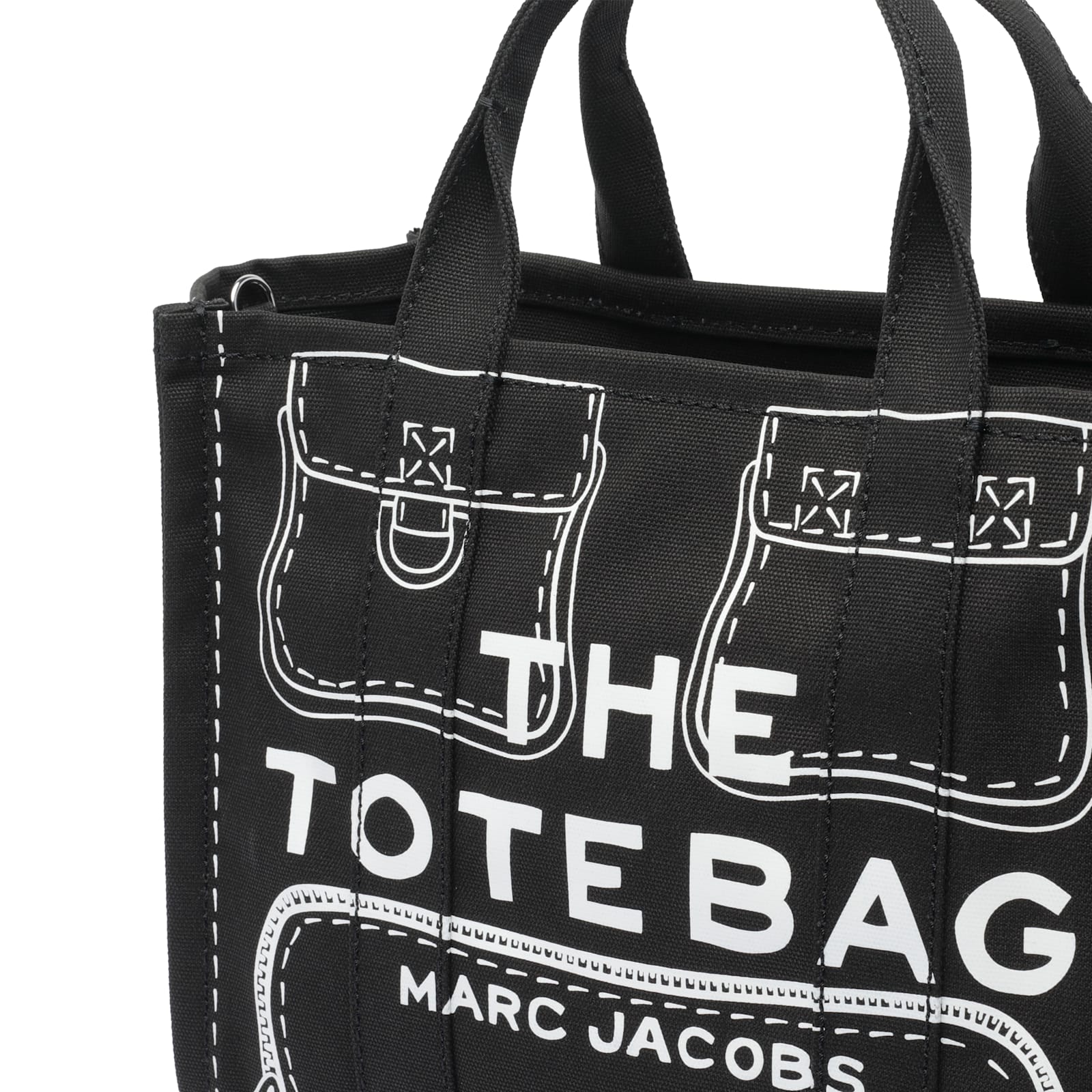 Marc Jacobs The Trompe Loeil Cargo Canvas Medium Tote Bag In Black